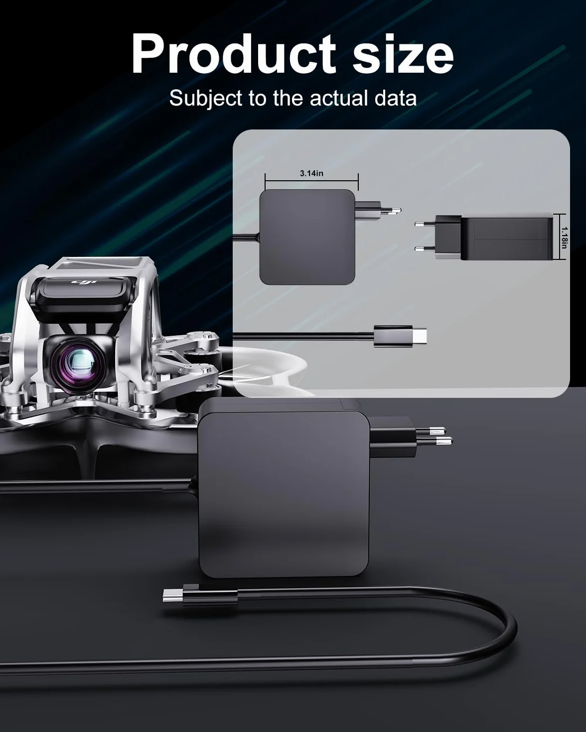 Ładowarka USB C 65 W do DJI Neo, Air 3, Mavic 3, Osmo Pocket, Action, gogle