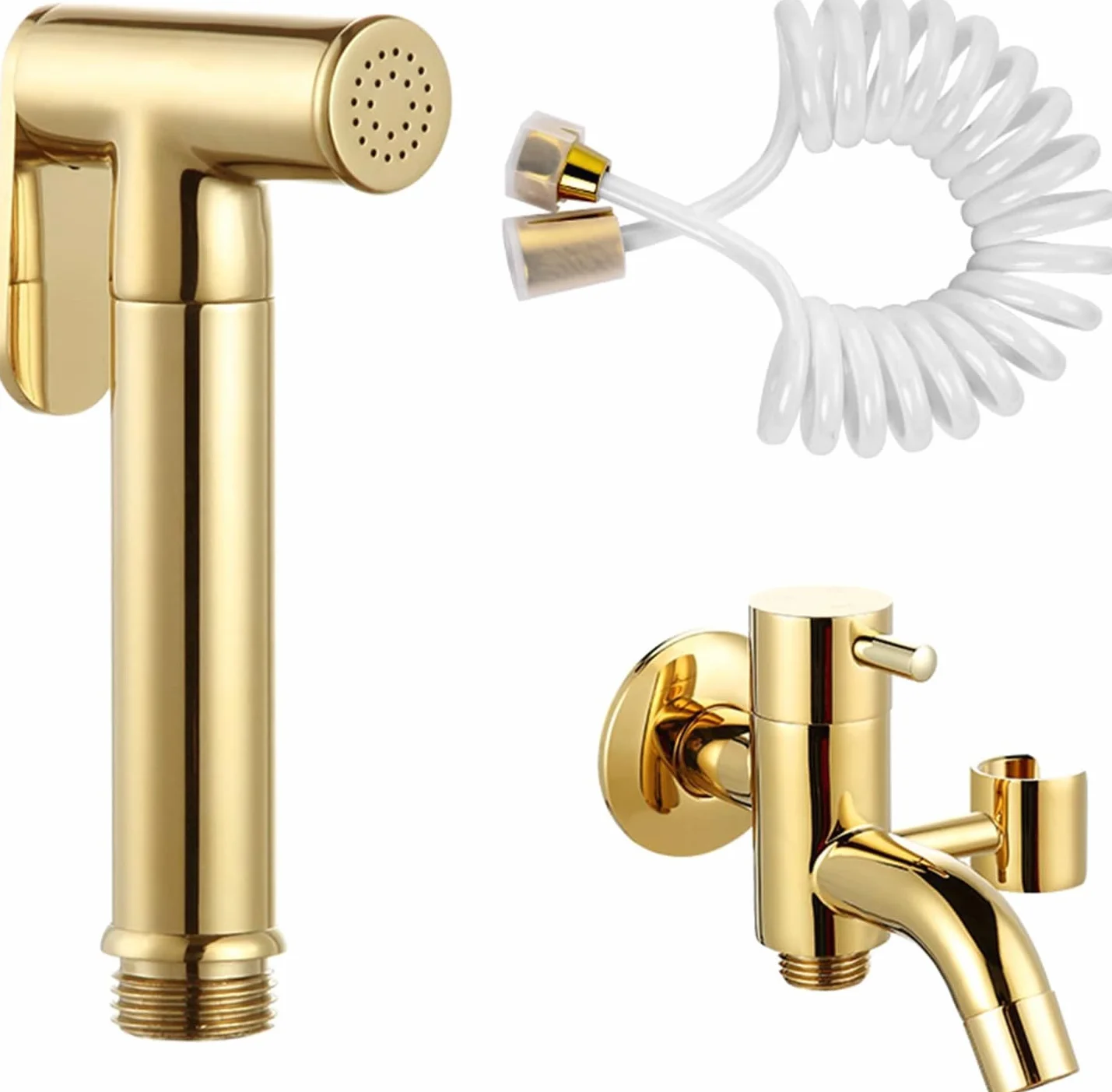 Bidet Natryskowy, Ręczny Bidet Natryskowy, Ceramiczny, Zestaw Prysznicowo-Toaletowy Do Higieny Intymnej, Mosiądz, Prysznic Toaletowy, Kompletny Zestaw Prysznico(Złote B)