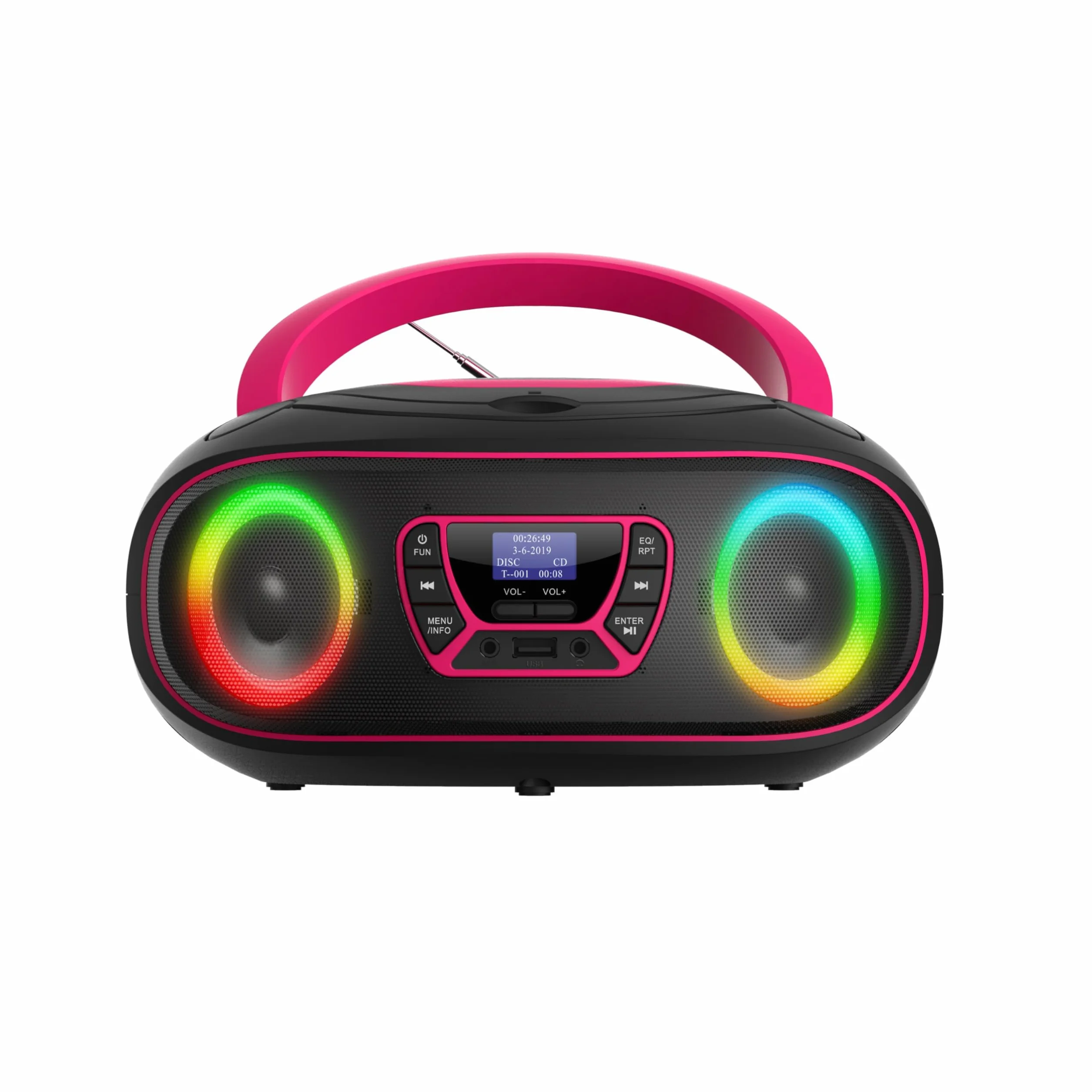 Denver DAB+ Boombox z radiem DAB+/FM, Bluetooth, różowy