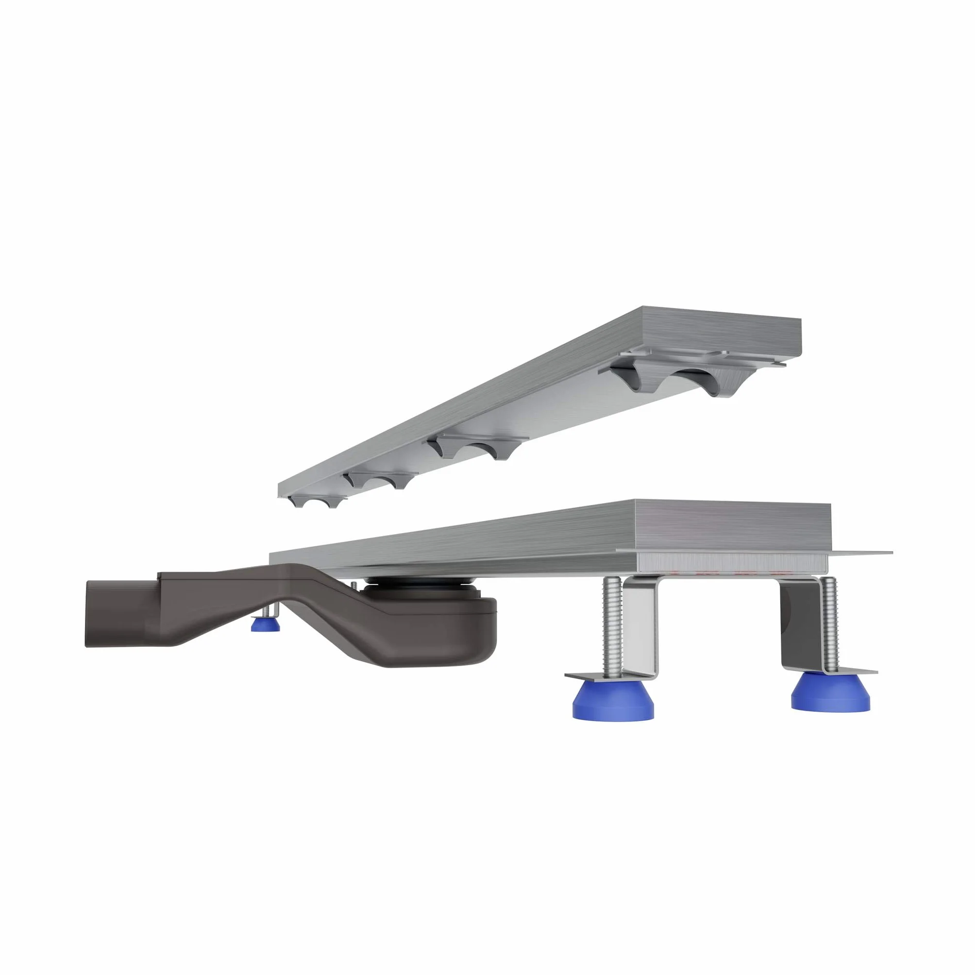 Complete Basic rynna prysznicowa ze stali nierdzewnej, ekstra płaska z sitkiem do włosów, środkowy odpływ | długość: 90 cm | w zestawie z wgłębieniem na płytki, syfon o niskim profilu tylko 6 cm | akcesoria montażowe