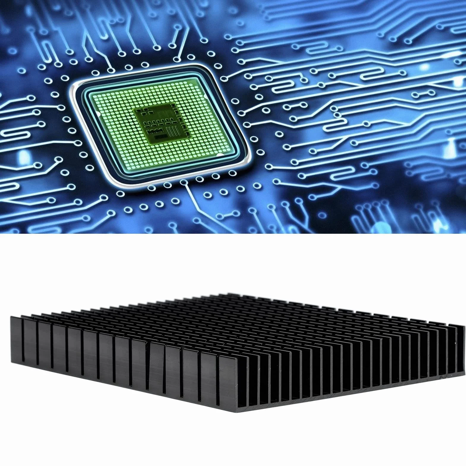 Eujgoov Aluminiowy Radiator 150x120x20mm Chłodzenie PCB Wzmacniacz Mocy Procesora Czarny