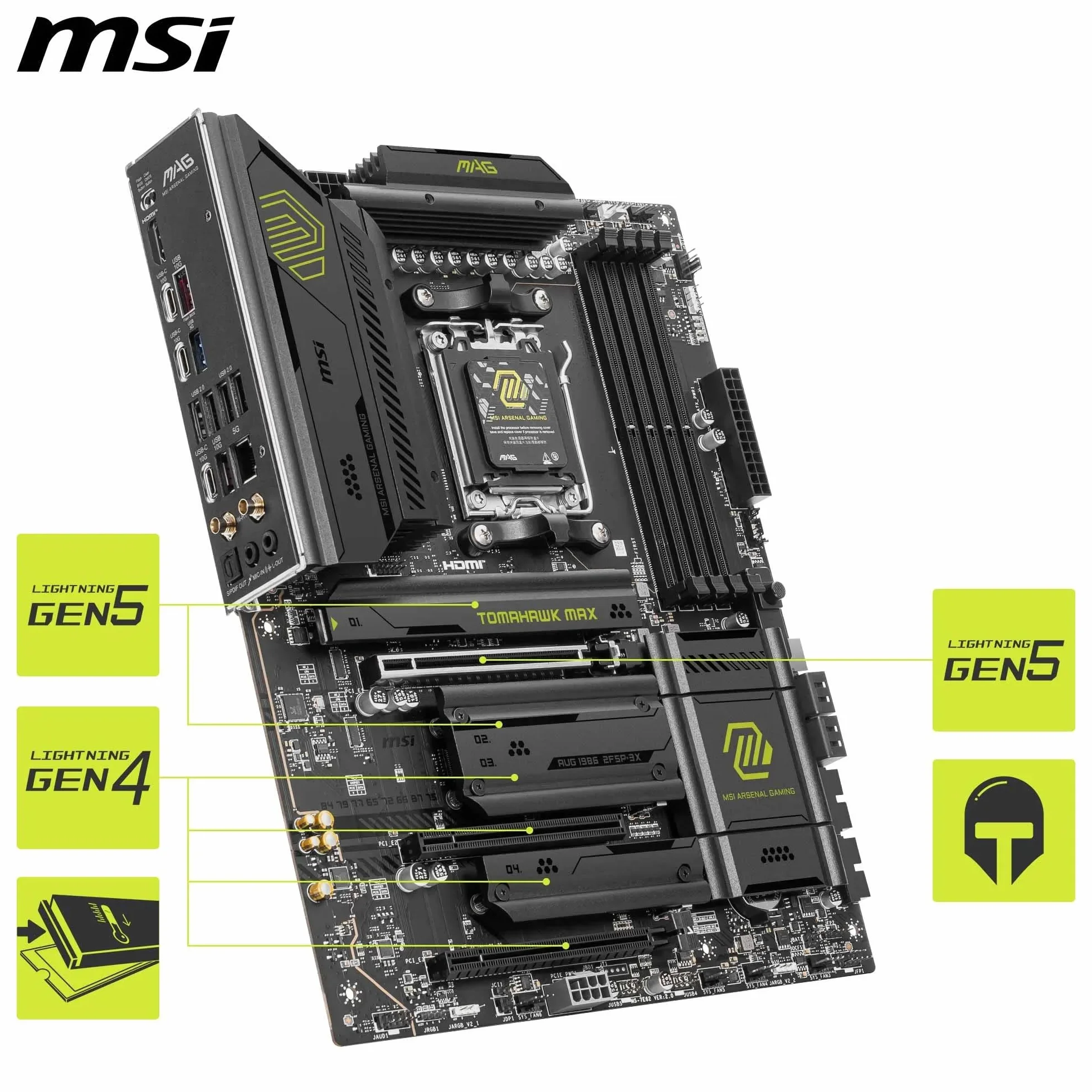MSI MAG B850 TOMAHAWK MAX WIFI Płyta główna ATX AMD Ryzen 9000/8000/7000 AM5 DDR5 8400+ MT/s PCIe 5.0 M.2 Gen5 Wi-Fi 7 5G LAN