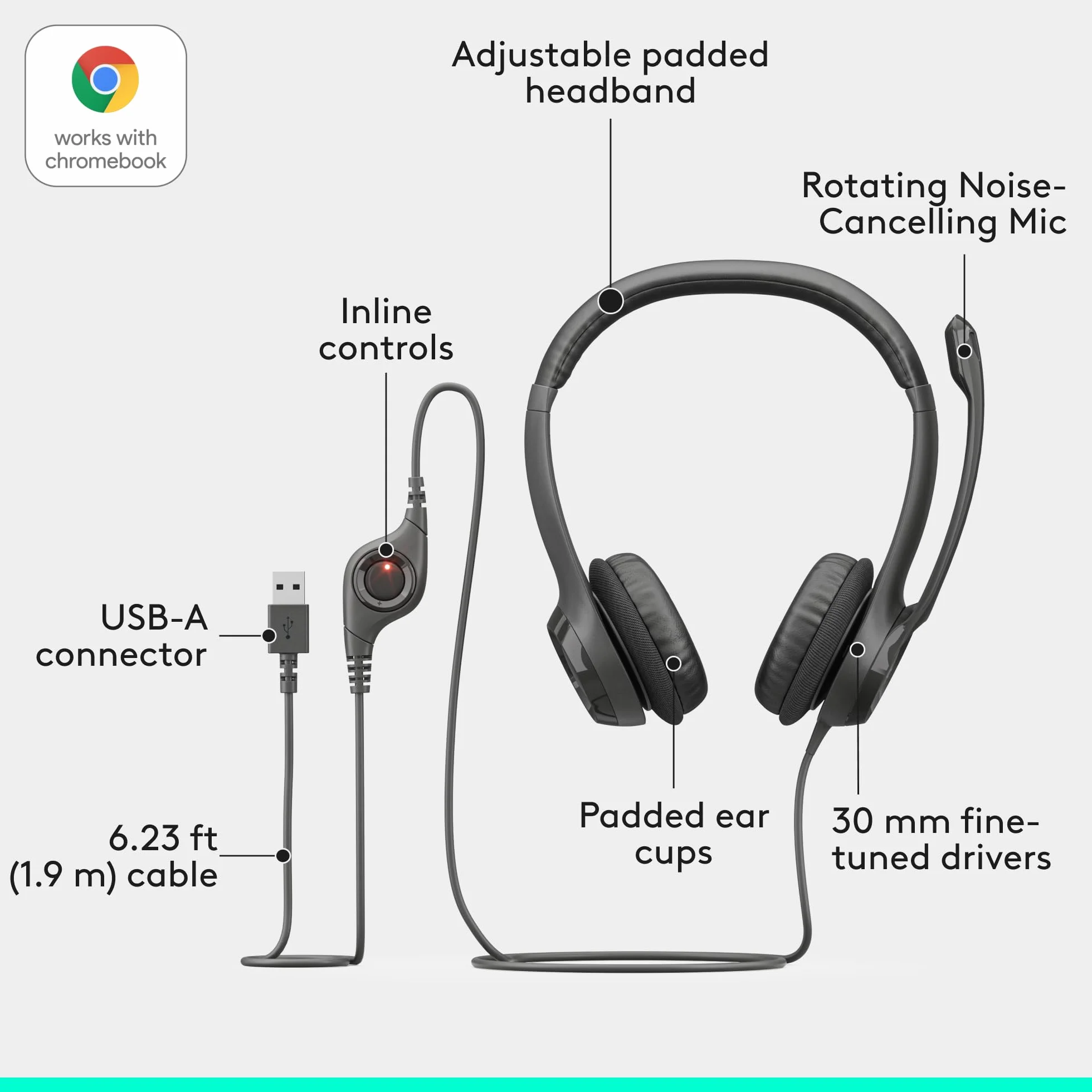 LOGITECH H390 USB zestaw słuchawkowy