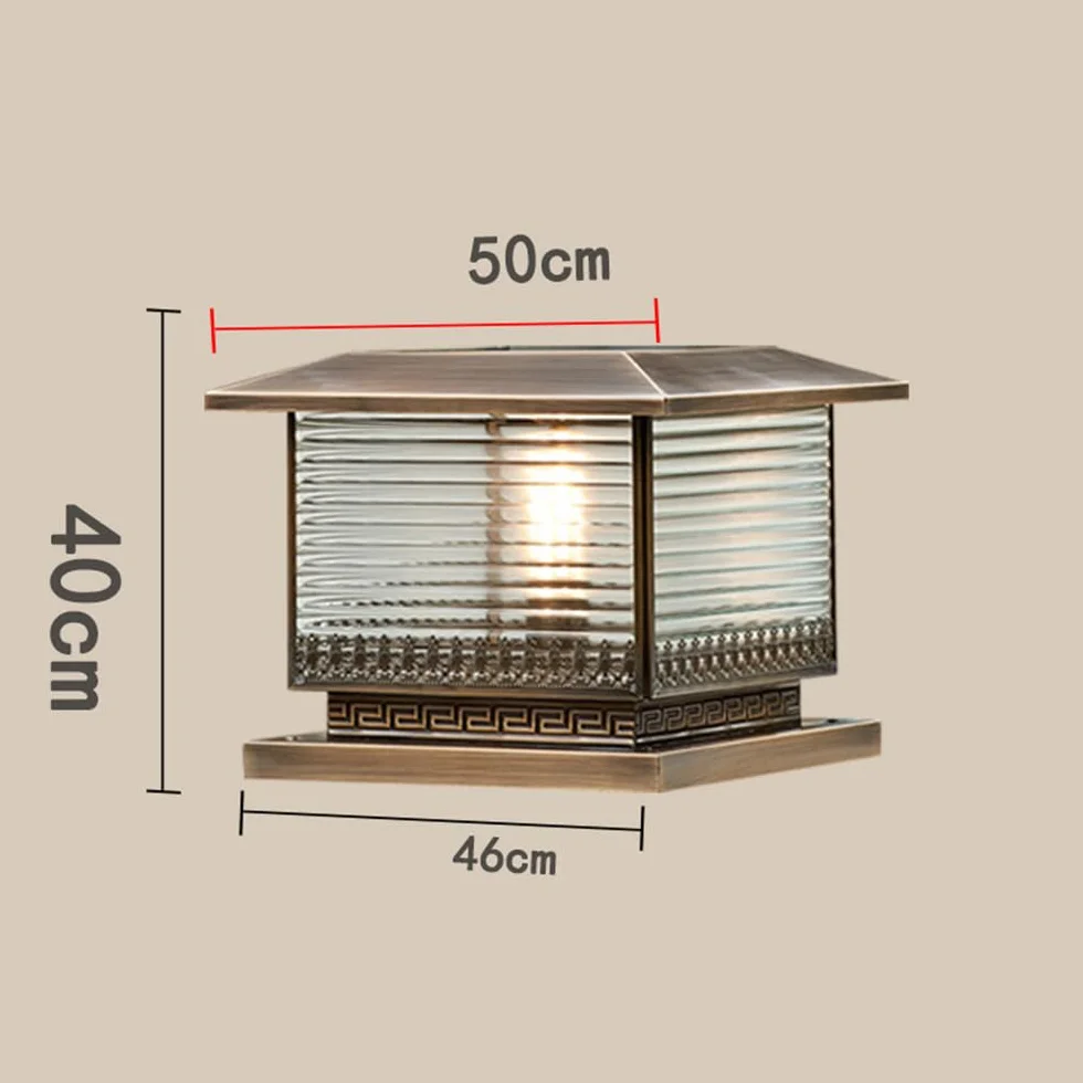 Solarna lampa słupkowa – całkowicie miedziana lampa zewnętrzna do dekoracji patio i ogrodu, stylowa lampa tarasowa i osłonowa