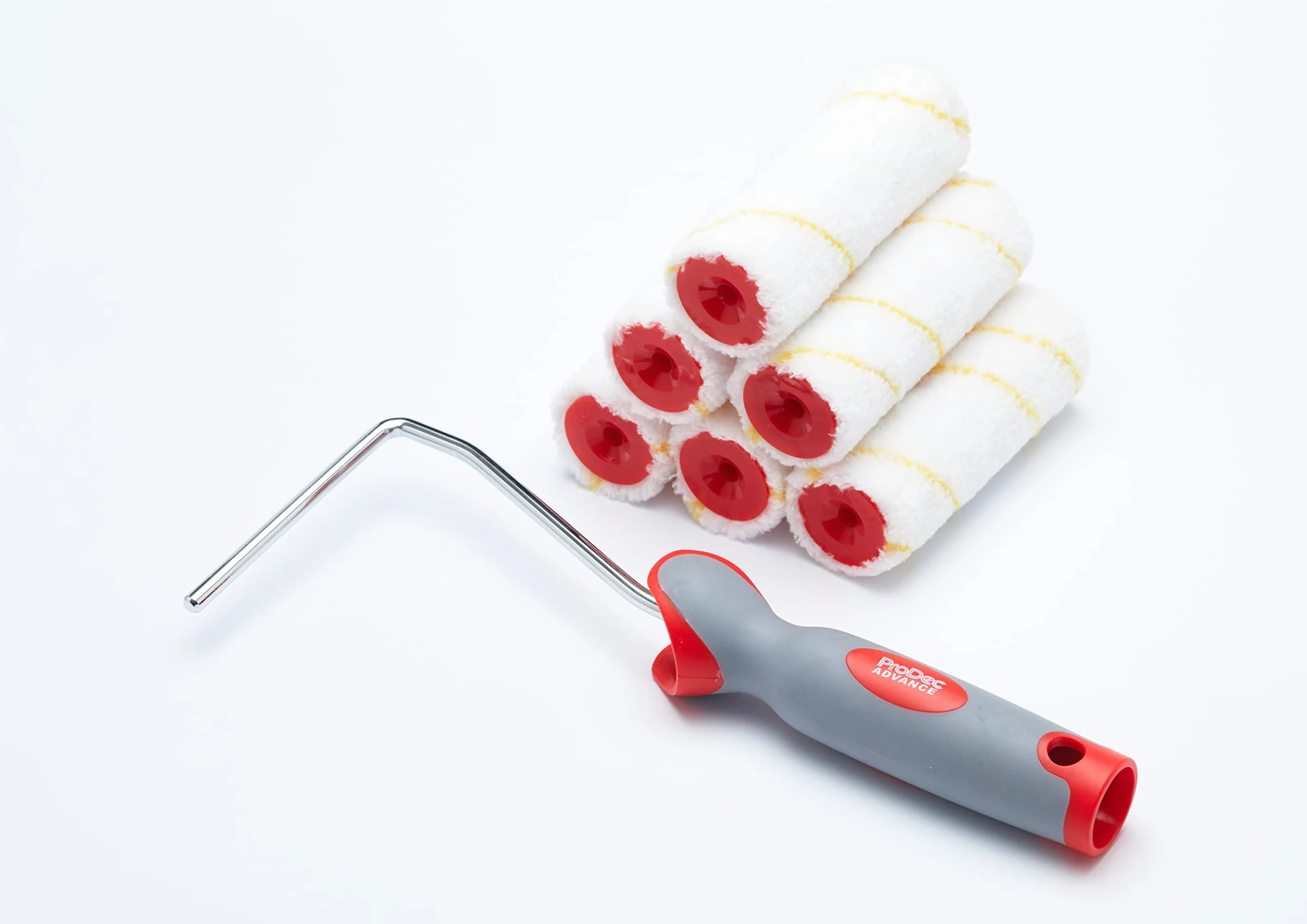 ProDec Advance 7-częściowy 4-calowy mini wałek malarski z mikrofibry z krótkim włosiem i ramką do gładkiego wykończenia emulsją, połyskiem, satyną, lakierem, bejcą na ścianach wewnętrznych