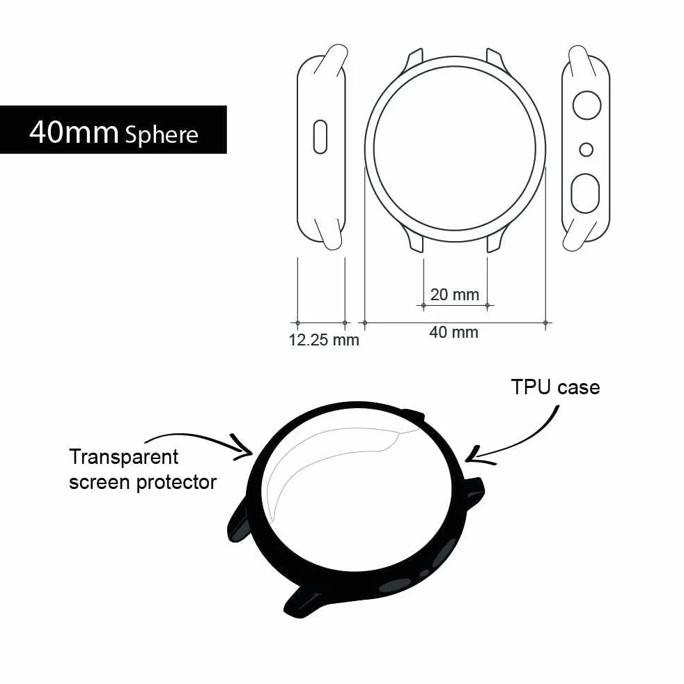 Etui ochronne TPU Samsung Galaxy Watch Active 2 40 mm OcioDual 3-pak czarno-złoty przezroczyste