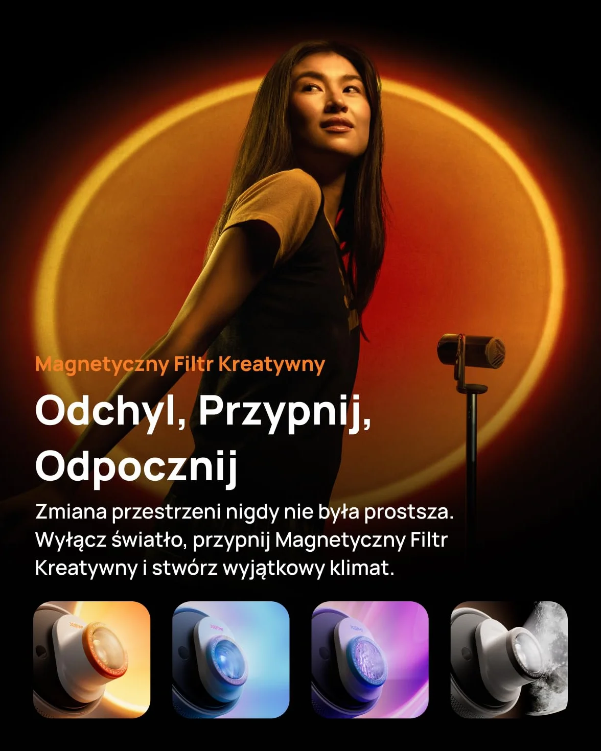 XGIMI MoGo 4 Laser Projektor Przenośny 550 Lumens ISO Obrót 360° Bateria Wbudowana Google TV Netflix Harman Kardon