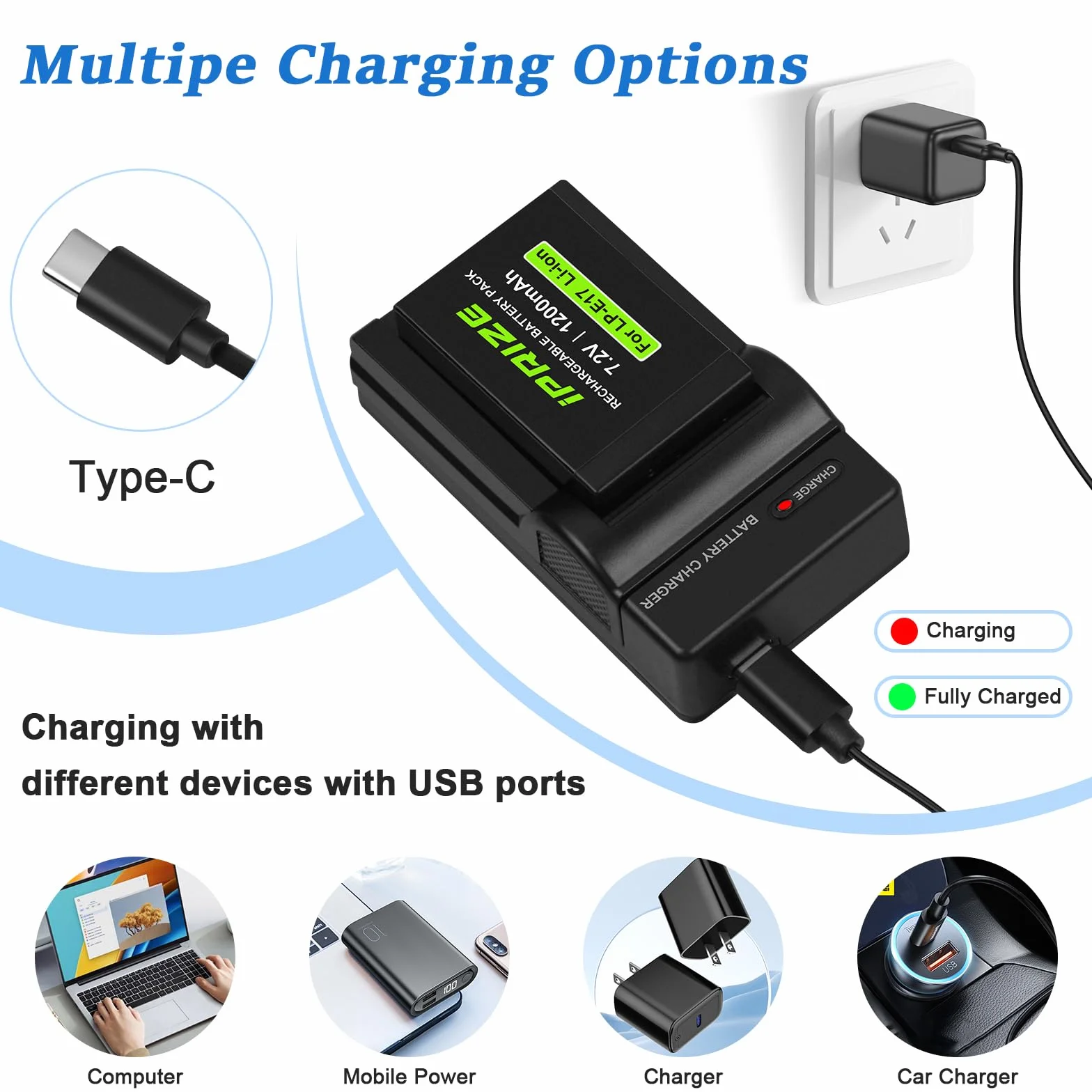 2X LP-E17 akumulator 1200 mAh i ładowarka do Canon EOS RP R8 R10 R50 R100, EOS M3 M5 M6 M6 Mark II, EOS 200D 250D 77D 750D 760D 800D 850D, aparat KISS X8i