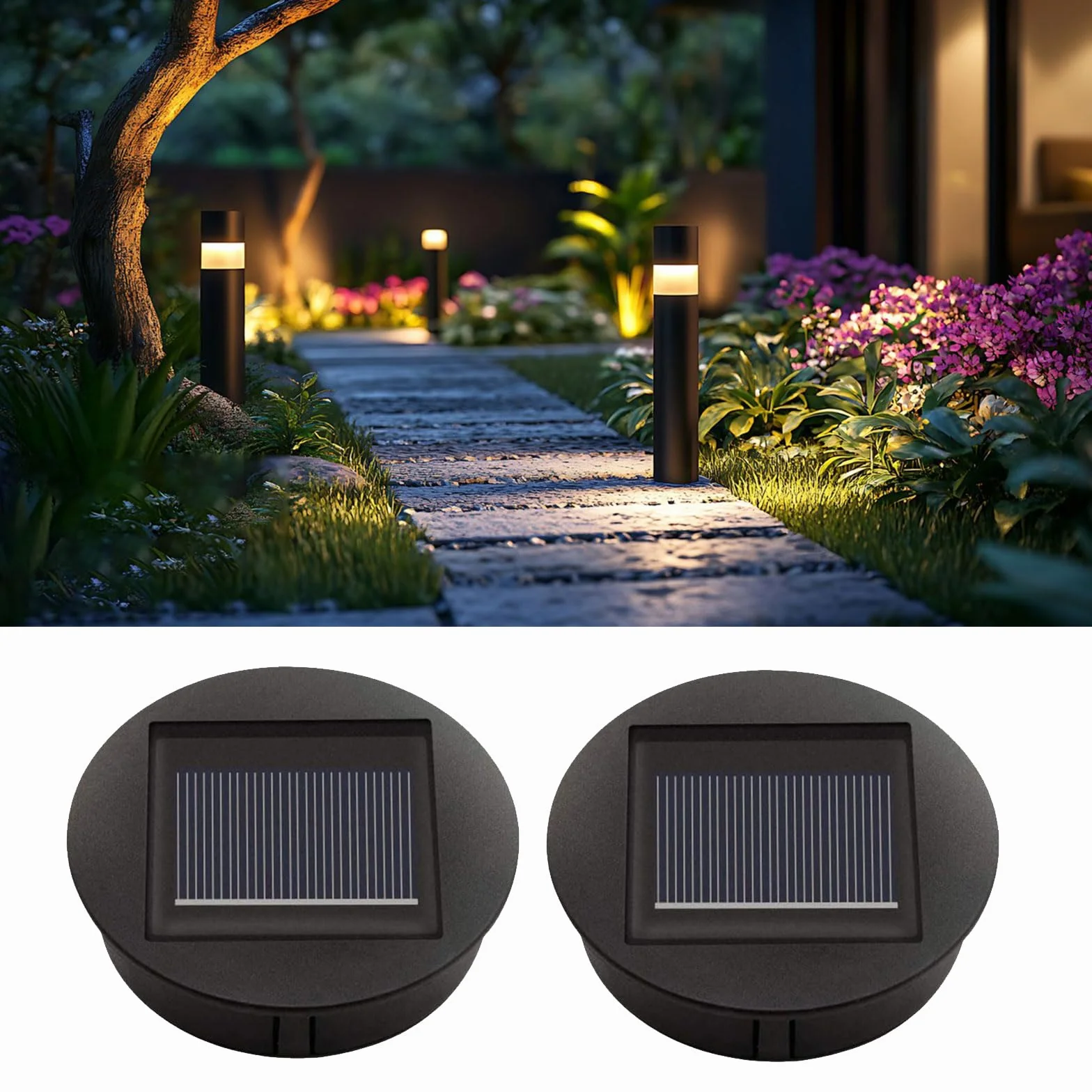 Lampy solarne, części zamienne, 2 x śred. 8 cm, lampa solarna z jasnymi diodami LED, do lamp ogrodowych, wiszących latarni, ogrodu, tarasu, chodnika