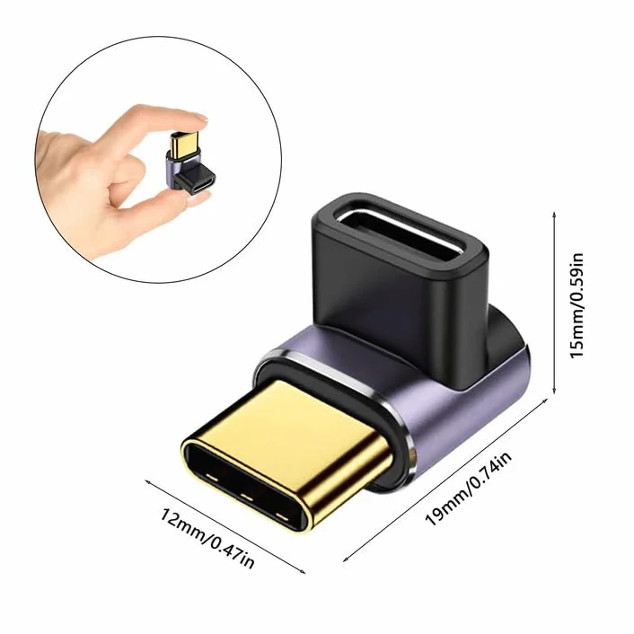 HENGBIRD adapter USB C 90 stopni 40 Gbps USB 4 typ C męski na żeński 100W 8K do Galaxy S21 S20 Pixel 4XL