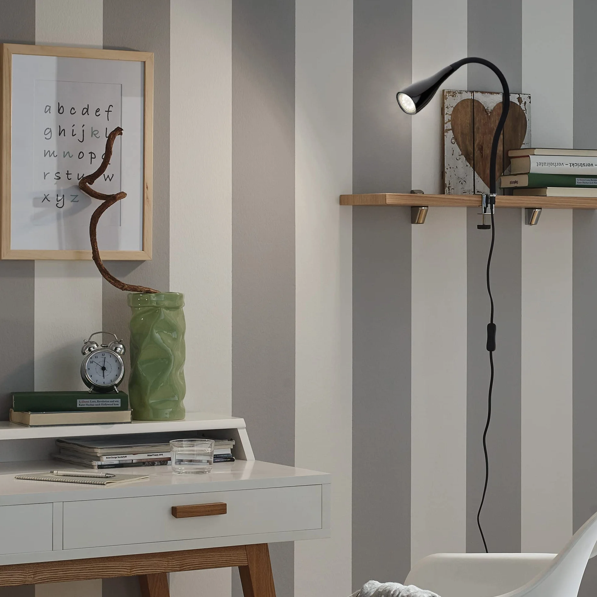 Briloner Leuchten Lampa zaciskowa LED, lampa zaciskowa, lampa stołowa, lampa zaciskowa LED, lampa stołowa, lampka nocna, lampka do czytania, łóżko, lampa stołowa, lampa do czytania, elastyczna