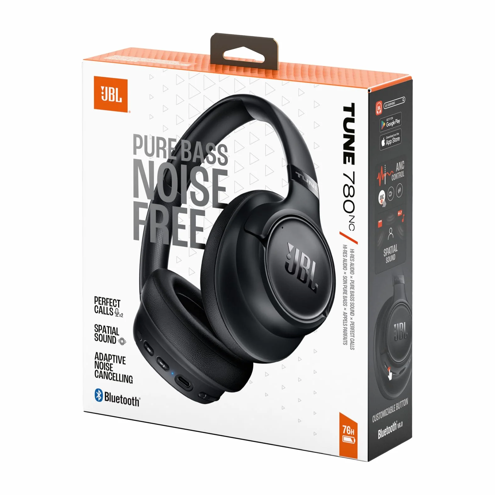 JBL Tune 780 NC Bezprzewodowe Słuchawki Nauszne z Adaptacyjną Redukcją Hałasu, Bluetooth 6.0, 76 h, czarny