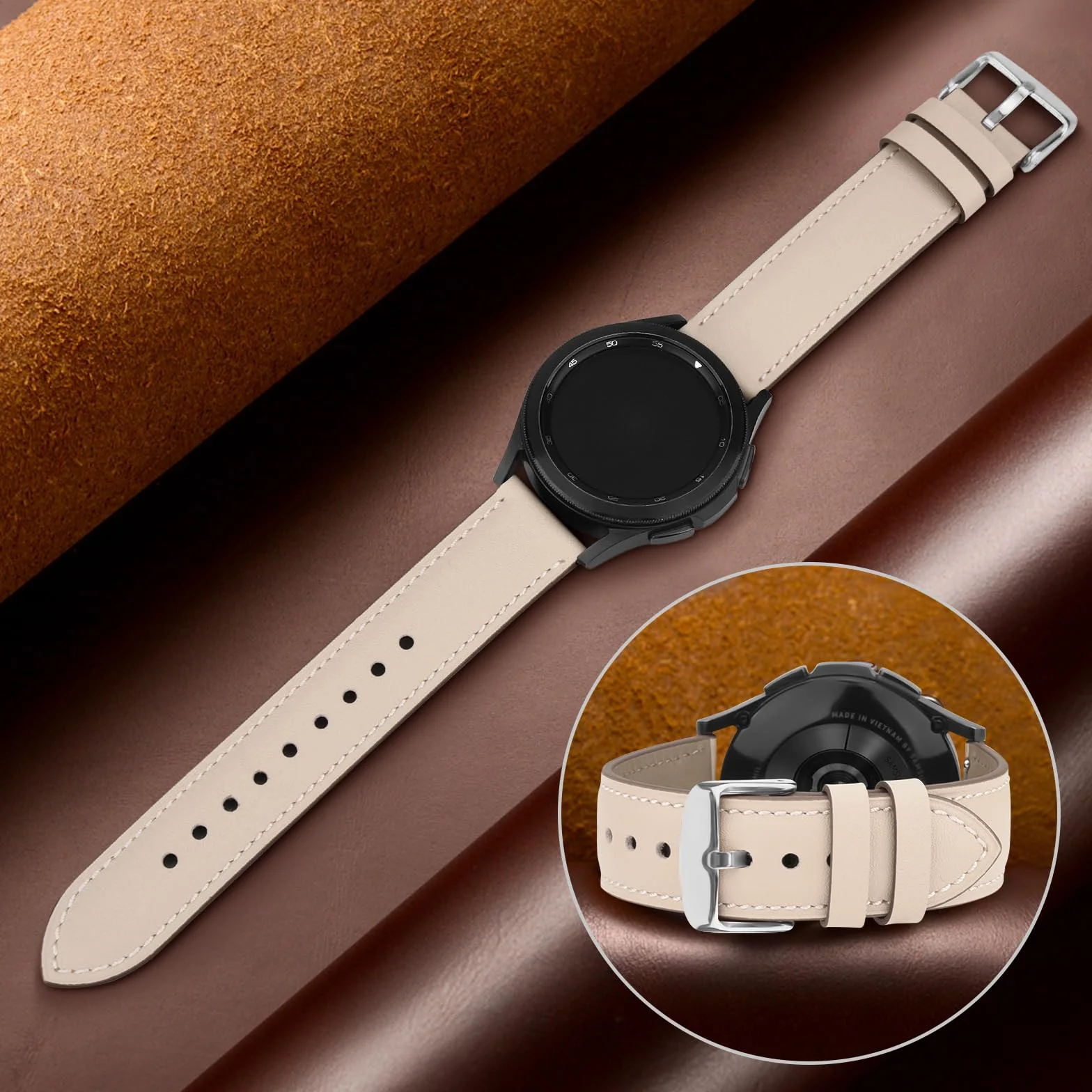 Pasek do zegarka Garmin Venu 3S / Venu 2S bransoletka skórzana 18 mm do Garmin Vivoactive 4S Forerunner 265S 255S Vivomove 3S