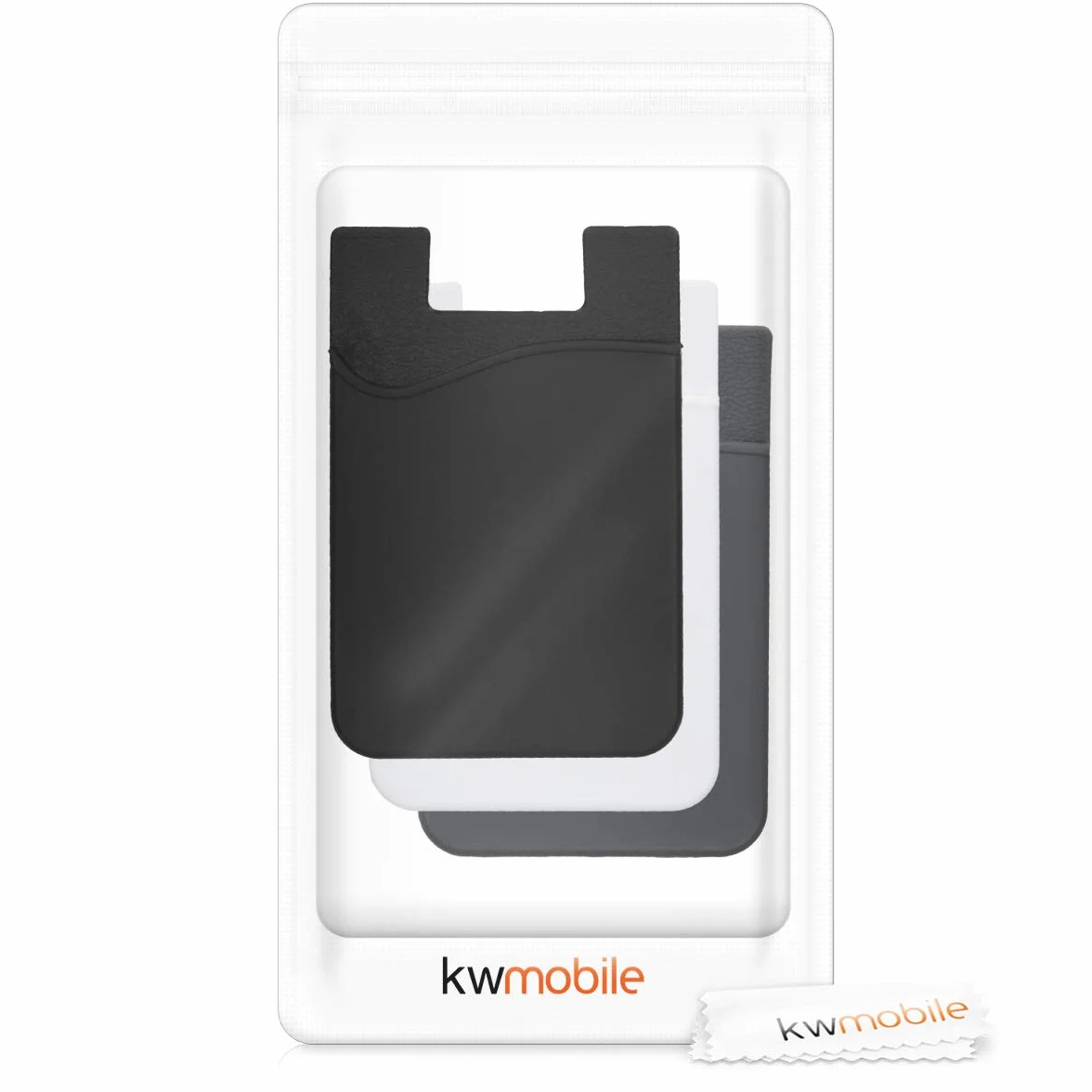 kwmobile 3X Samoprzylepny uchwyt na karty do telefonu Silikonowe Etui Niebieski Czarno-Szaro-Biały