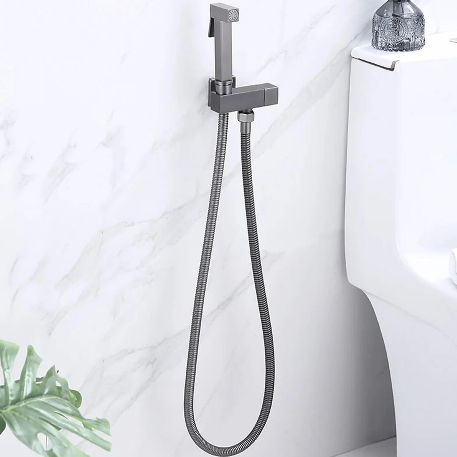 Toaleta Fresh Montowana na ścianie Bateria Bidet Zestaw opryskiwaczy Miedziana słuchawka prysznicowa z wężem (biały)