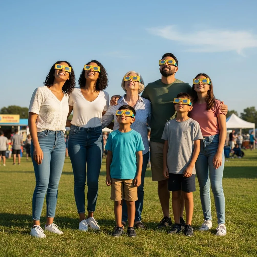 Absolute Eclipse Zabawne okulary do zaćmienia słońca hurtowo - testowane przez ISO 12312-2 i certyfikat CE - zalecany przez AAS producent UE - 2026 Eclipse Europe