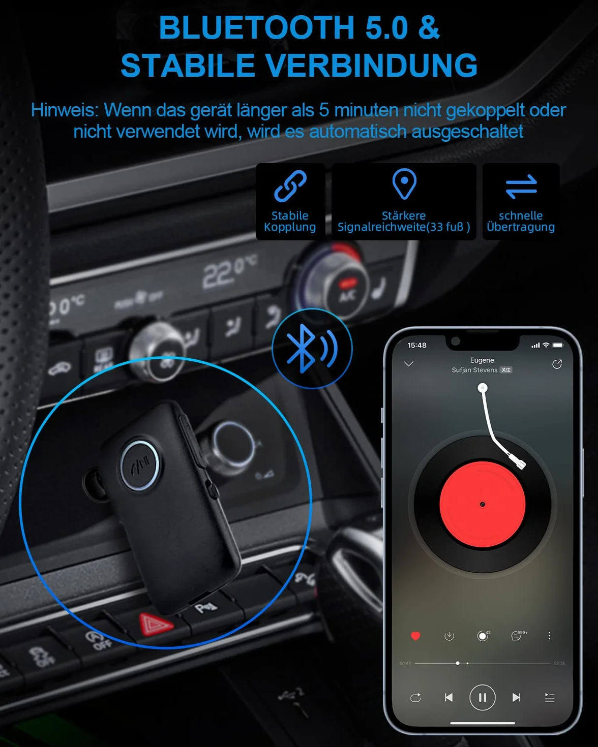 Ansta Odbiornik Bluetooth, Czarny