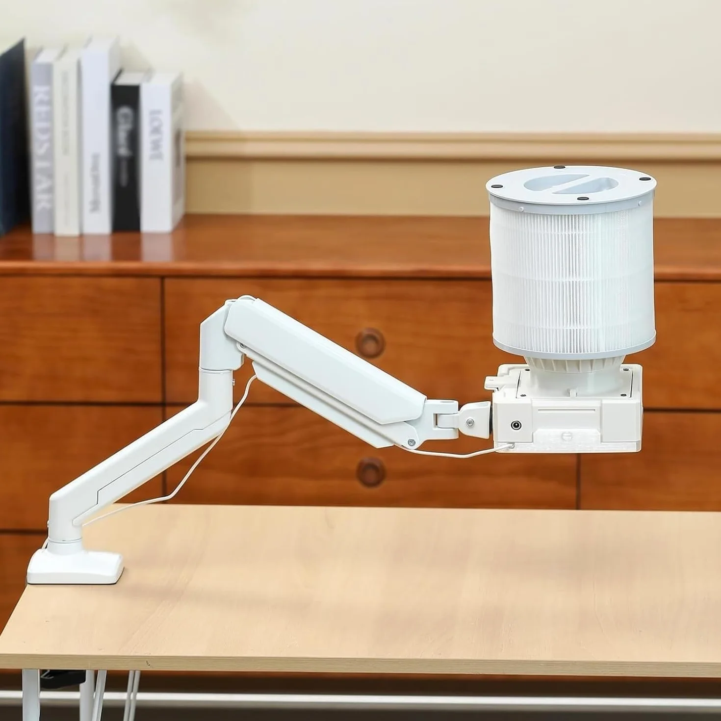 Odkurzacz do paznokci - biurkowy odpylacz z lampą LED, wymiennym filtrem i regulowanym metalowym wspornikiem kątowym do salonu paznokci i użytku domowego, 2 filtry