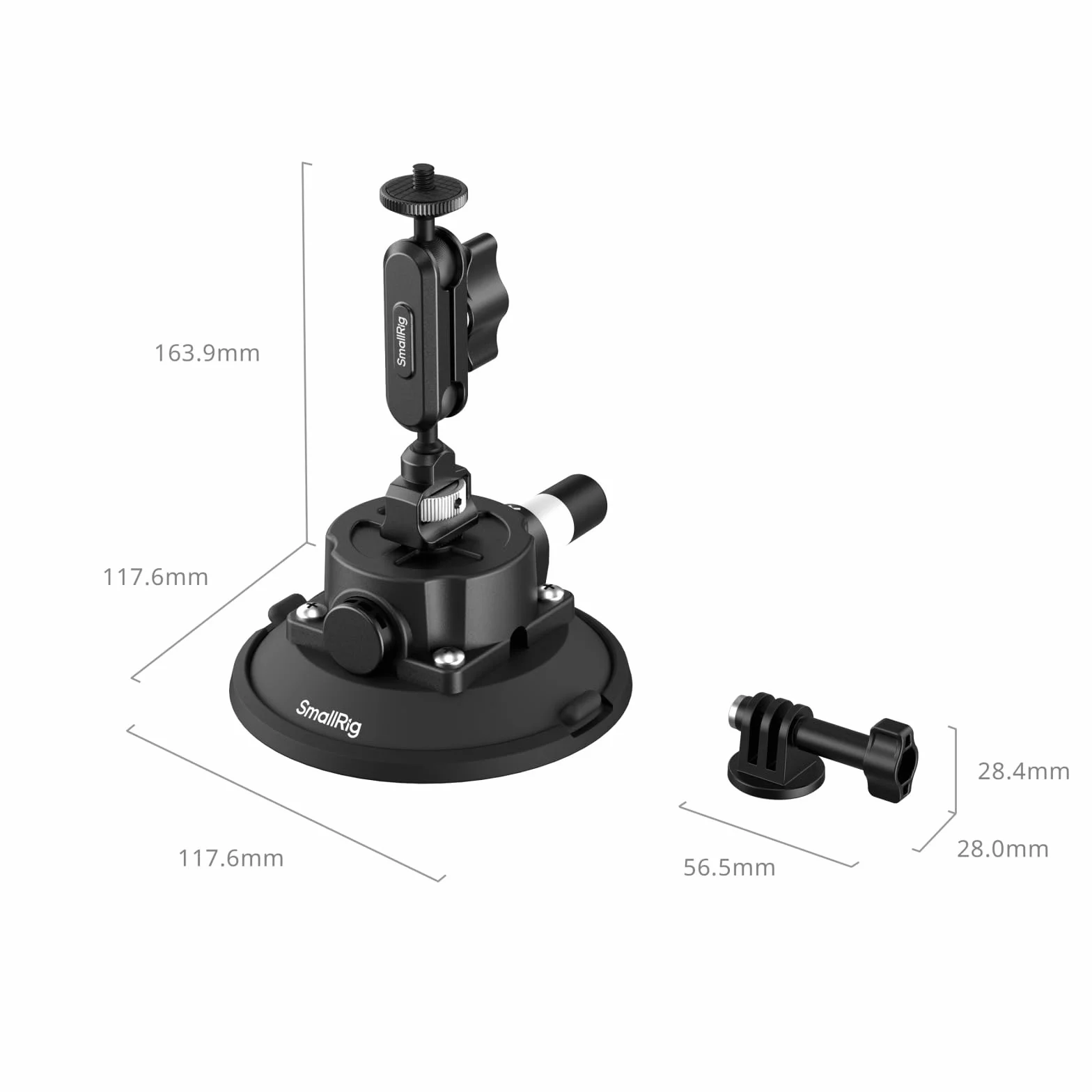SMALLRIG Uchwyt 4,5" Magic Arm z przyssawką kulową do DJI Osmo Action 5 Pro/4, Insta360 x5, GoPro 13/12, udźwig 1,5 kg