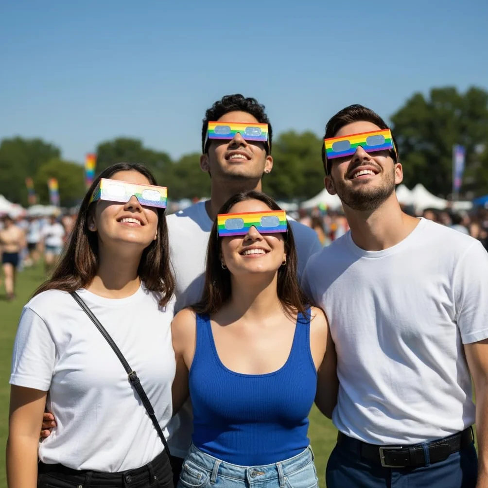 Absolute Eclipse Tęczowe okulary do zaćmienia słońca hurtowo - testowane przez ISO 12312-2 i certyfikat CE - zalecany przez AAS producent UE - 2026 Eclipse Europe