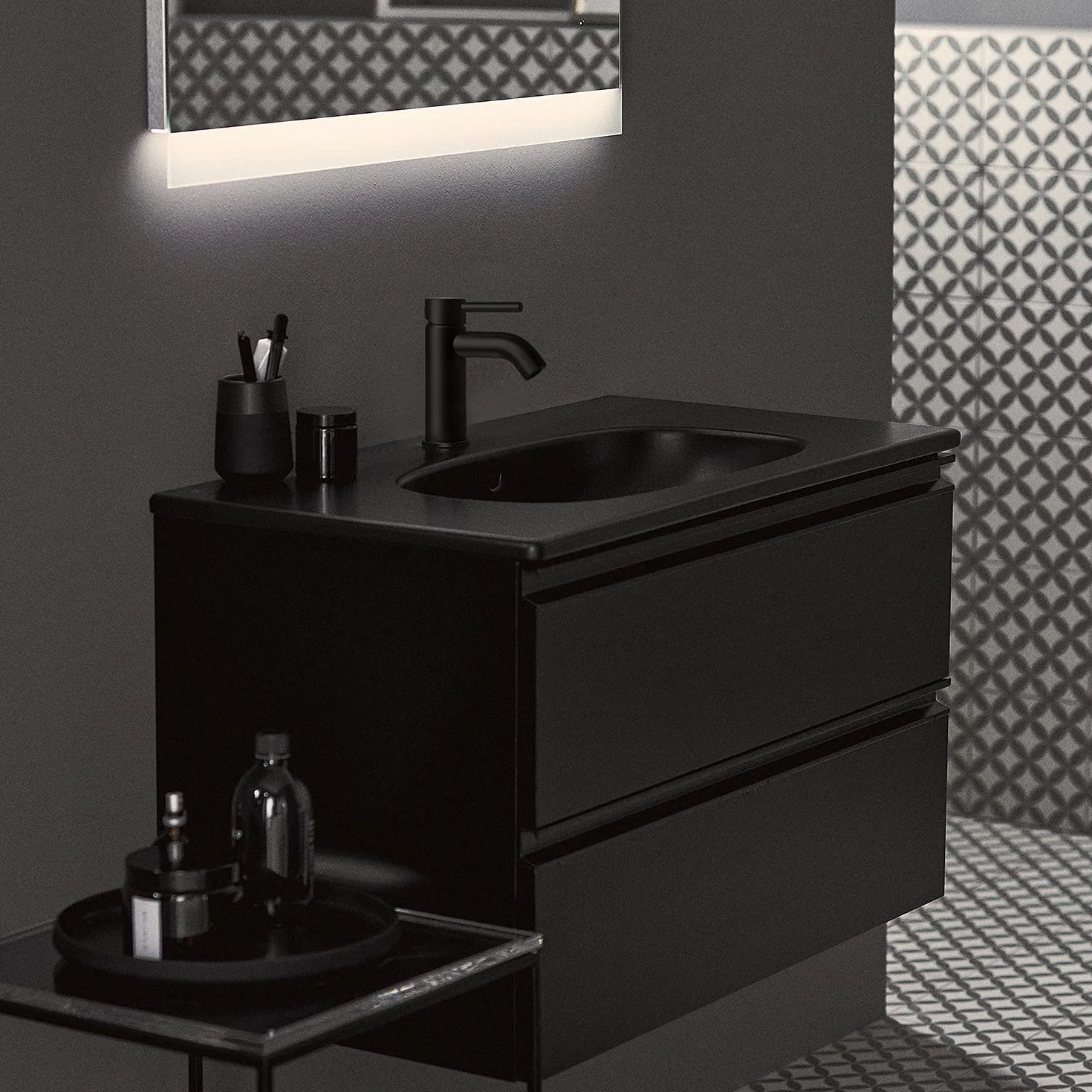 Ideal Standard BC268XG Ceraline bateria umywalkowa bez odpływu, bateria łazienkowa z wylewką, bateria mieszakowa, umywalka, oszczędzająca wodę, czarna (Silk Black)