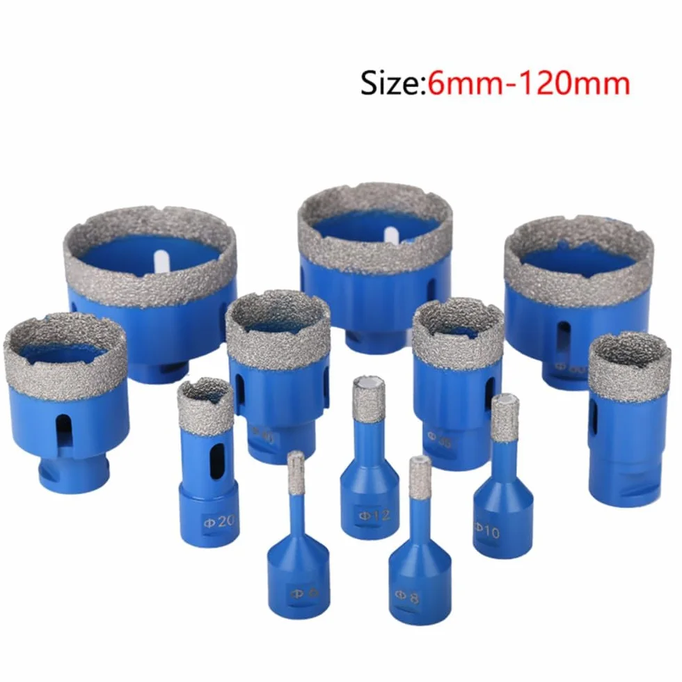 Wiertło rdzeniowe diamentowe, Wiertło diamentowe rdzeniowe lutowane na sucho, niebieskie M14, 6-120 mm, do płytek ceramicznych z granitu i marmuru(80mm)