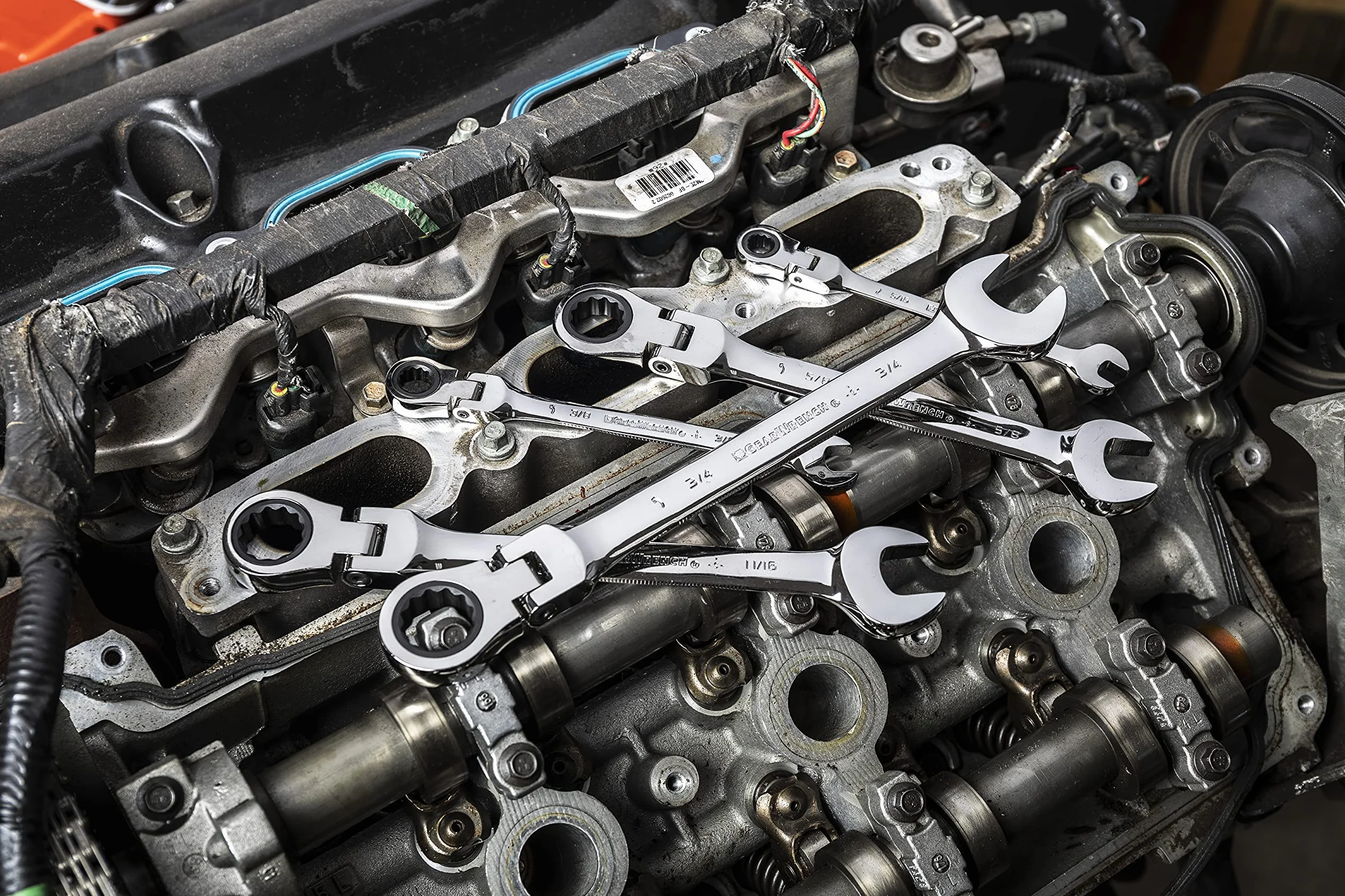 GearWrench 13 szt. 12-częściowy zestaw kluczy płasko-oczkowych z grzechotką, SAE - 9702D