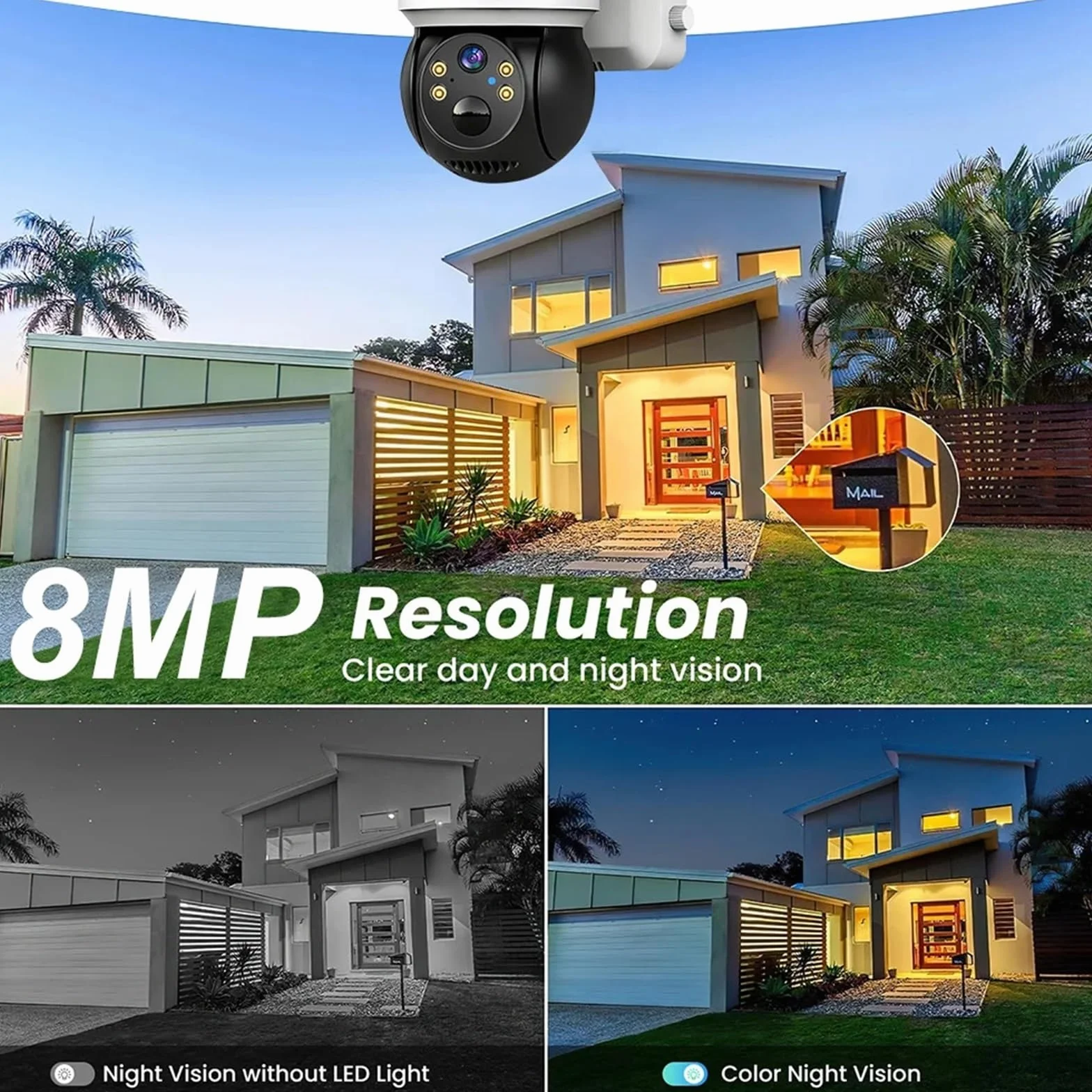 Kamera Wi-Fi 8MP Solar PIR Wykrywanie ludzi Noktowizor Zewnętrzna wodoodporna kamera wideo IP Żywotność baterii Monitor CCTV | WIFI Cam 128G Card