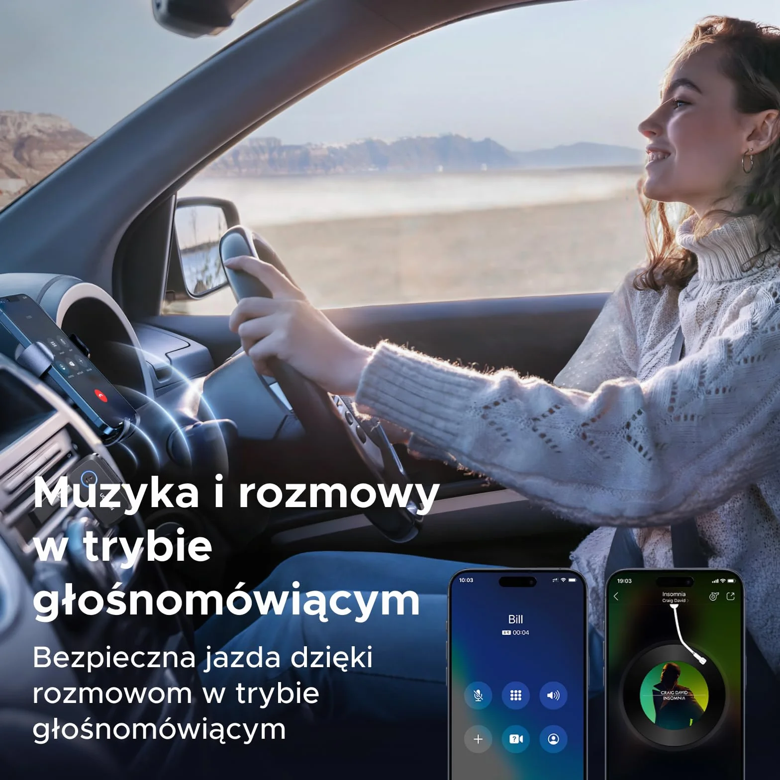 UGREEN Adapter Bluetooth samochodowy LDAC Hi-Res Audio Gold Standard 17h baterii odbiornik Jack
