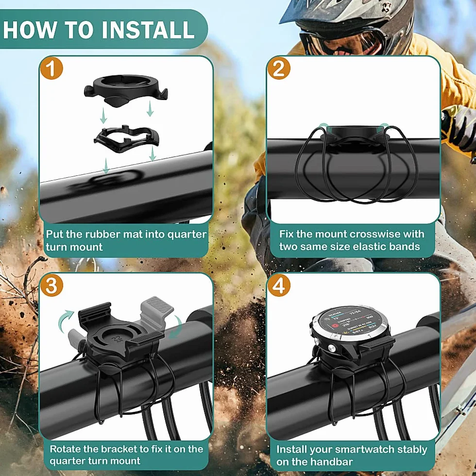 TUSITA QuickFit ćwierćobrotowy Uchwyt Rowerowy Kompatybilny z Garmin Fenix 6, Fenix 7, Epix 2