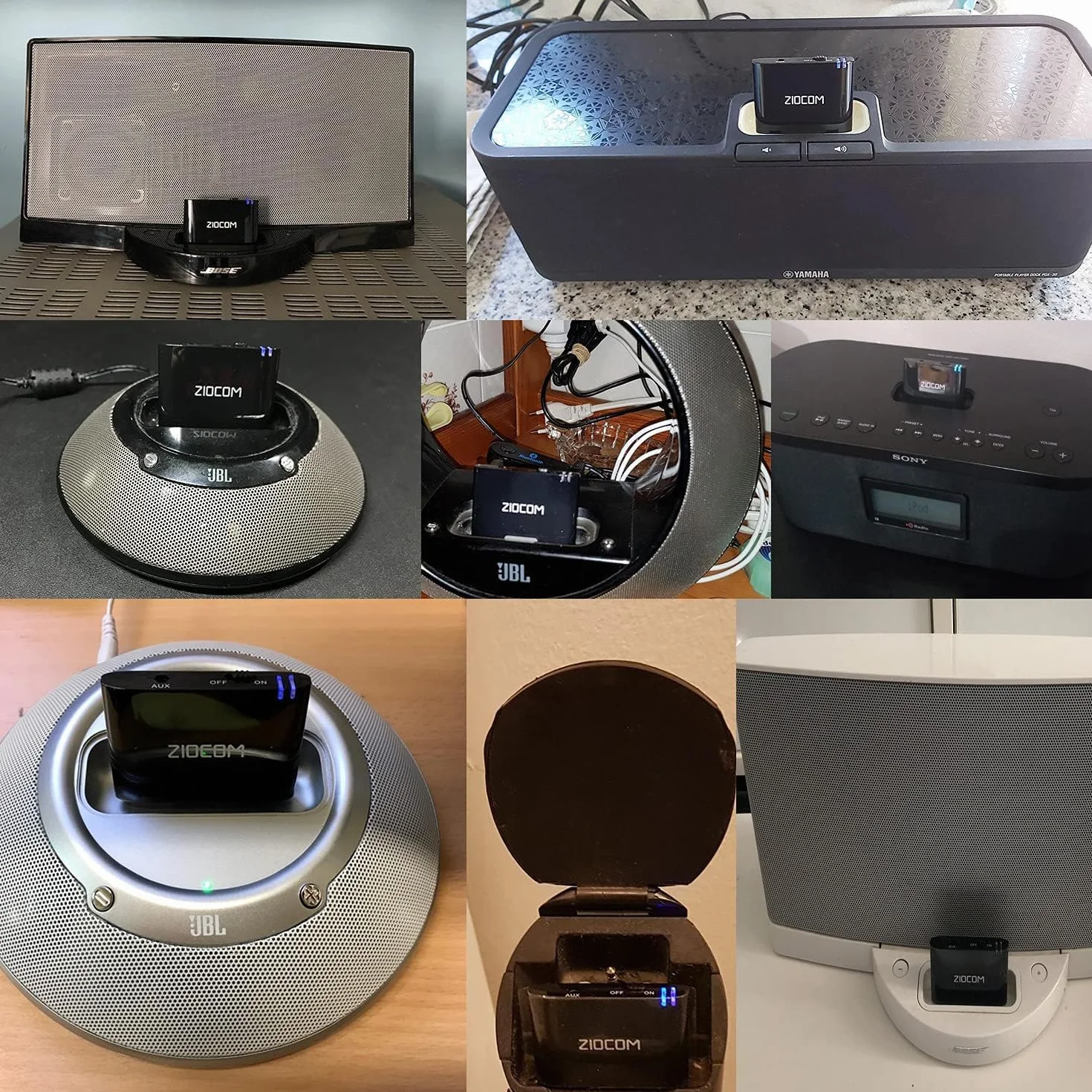 ZIOCOM 30-pinowy adapter Bluetooth do Bose iPhone iPod SoundDock głośników dokujących kablem Aux 3,5 mm szary
