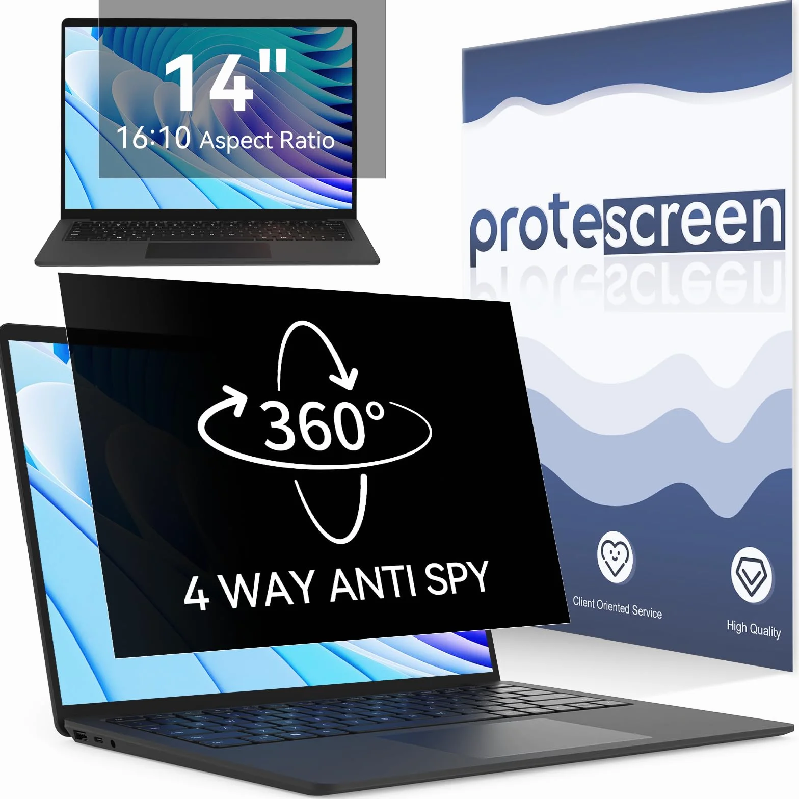 Folia prywatności 16:10 14 cali do laptopa Lenovo HP Dell Acer Samsung Asus, ochrona przed oślepieniem 4-drożna