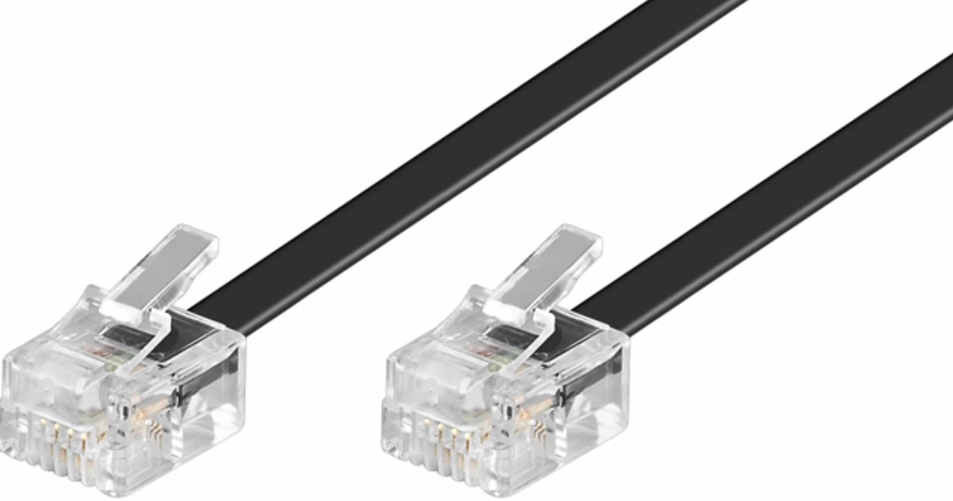 Goobay 50318 kabel przyłączeniowy modułowy, kabel telefoniczny, wtyk RJ11 (6P4C) na wtyk RJ11 (6P4C), czarny, 6 m