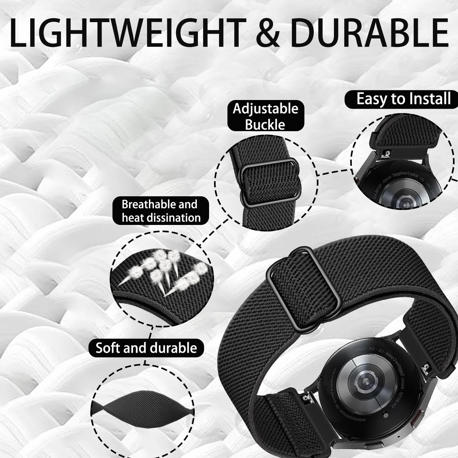 Elastyczny nylonowy pasek do zegarka Garmin Galaxy Amazfit Huawei 18mm 19mm 20mm 22mm sportowy