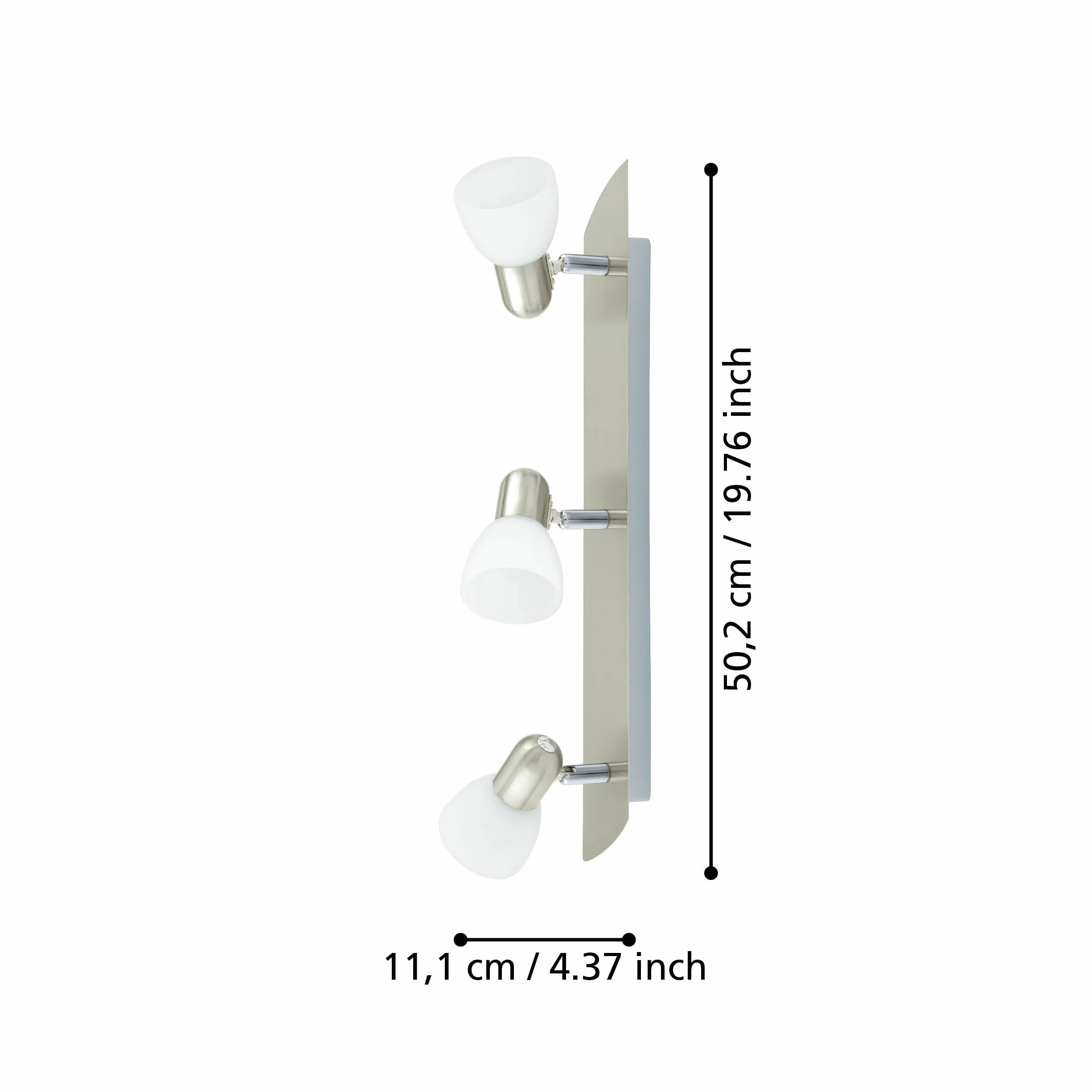 EGLO Lampa sufitowa Enea, 3-płomienna lampa sufitowa | reflektory sufitowe z metalu w kolorze niklu matowego, mleczne szkło w bieli, lampa do salonu, spoty z gniazdem E14, długość