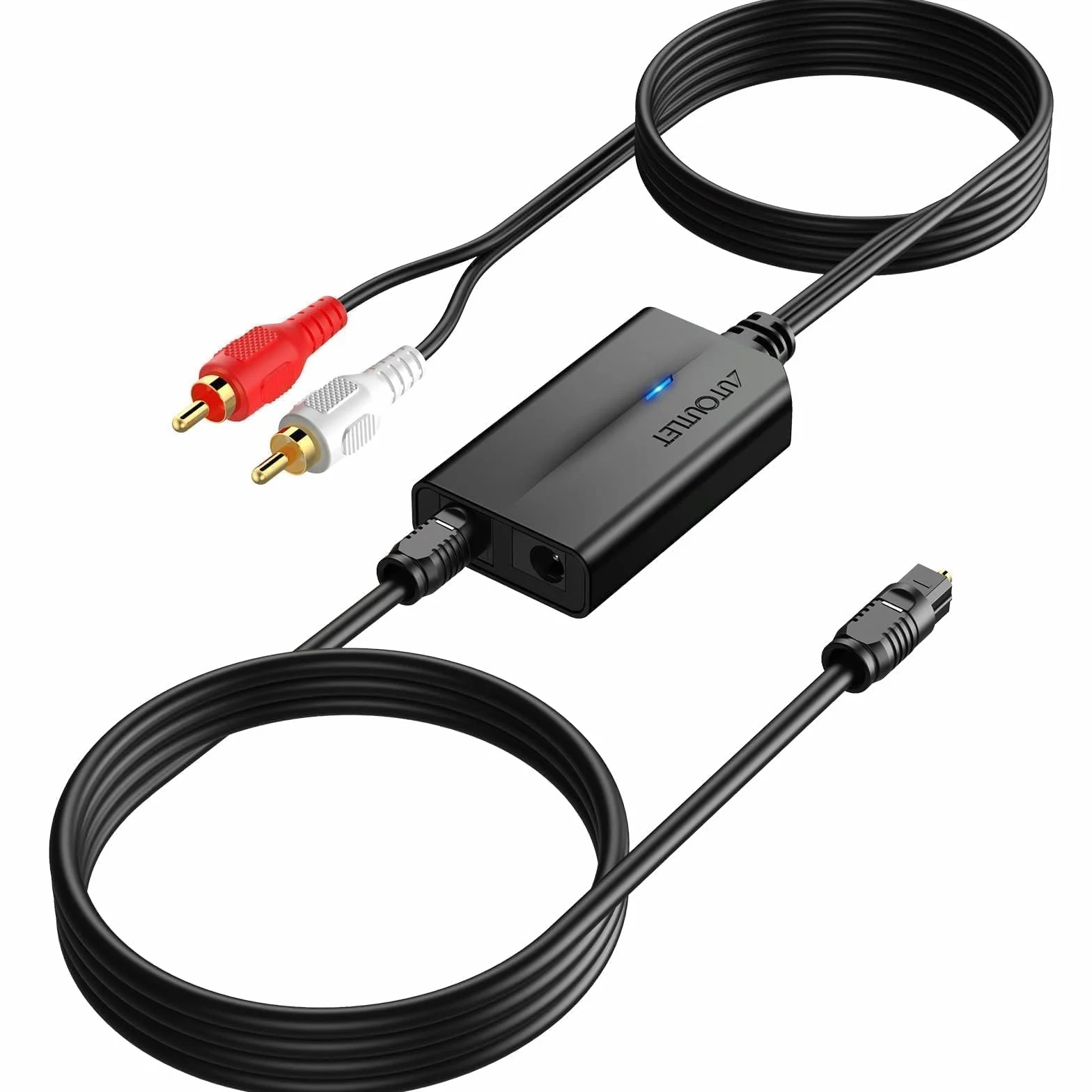 AUTOUTLET Przetwornik DAC 192 kHz konwerter audio SPDIF Toslink do RCA z kablem optycznym 1 m
