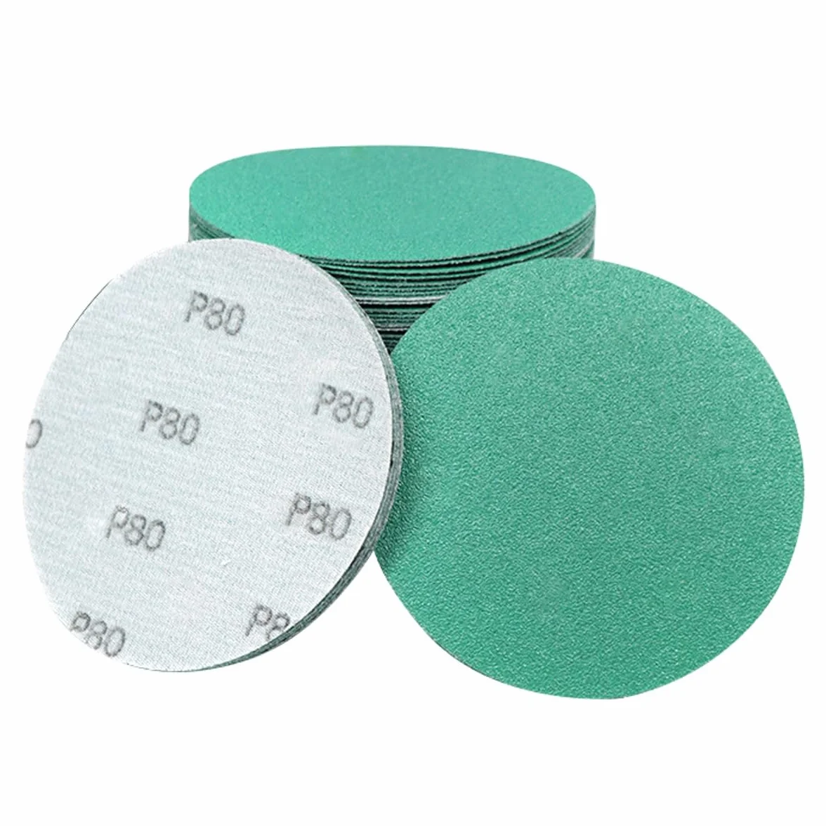 Zielone krążki szlifierskie 125 mm do pracy na mokro i na sucho - 100 szt. Wodoodpornego papieru ściernego z rzepem (ziarno 60-2000) do szlifierek oscylacyjnych losowych(320grit)