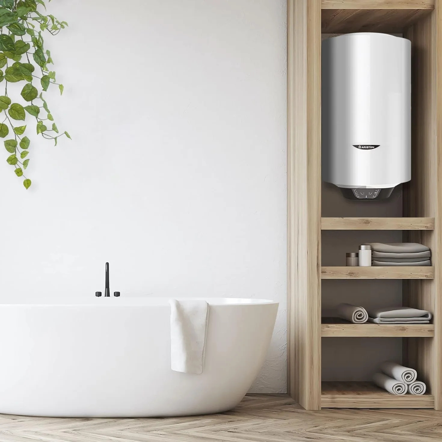 Ariston Pro1 Eco Slim - 30 litrów, niski pobór mocy, pionowy elektryczny podgrzewacz wody z funkcją ECO 37,3 x 35,3 x 63,1 cm - wyprodukowany do instalacji w Hiszpanii