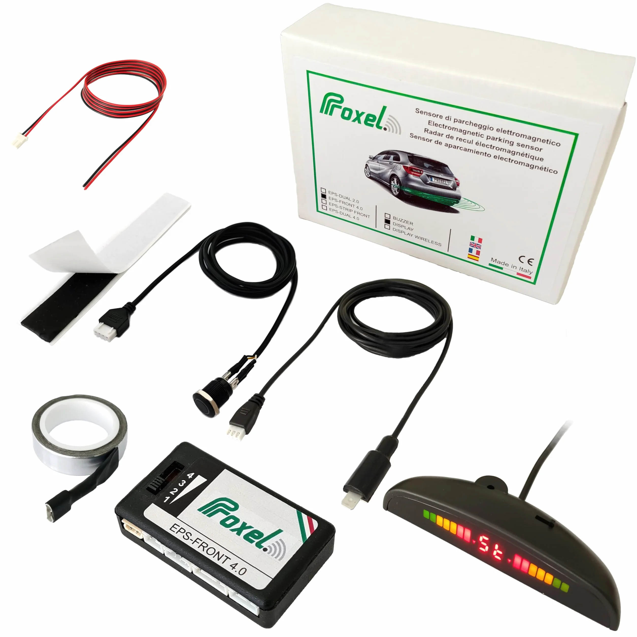 Proxel EPS-FRONT 4.0 Niewidoczne elektromagnetyczne czujniki parkowania z przodu z wyświetlaczem Zestaw uniwersalny
