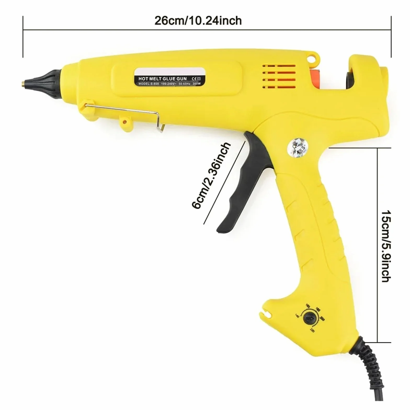 Pistolet do kleju na gorąco, 300 W, regulator temperatury, pistolet do klejenia na gorąco, z kijami kleju 11 mm/dysza miedziana, narzędzie do majsterkowania w domu, do projektów rzemieślniczych