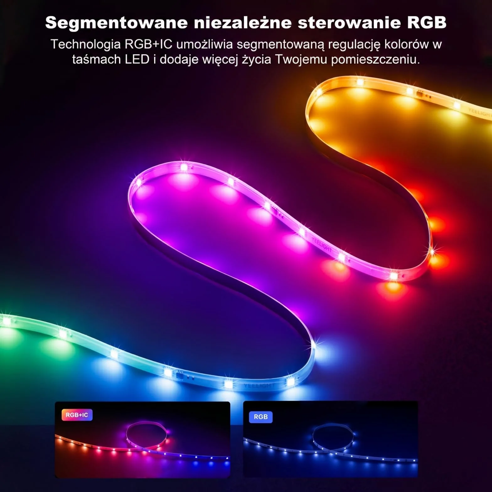 YEELIGHT Smart Taśma LED 20M RGB+IC, Kompatybilna z Matter, Alexa, Google Home i Apple HomeKit,LED Strip ze Sterowaniem Aplikacją(Wymagany E1 Hub),Sterowanie Segmentami i Synchronizacja z Muzyką,10M*2