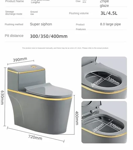 Inteligentna ceramiczna toaleta bidetowa, super toaleta bidetowa z podwójnym spłukiwaniem, nowoczesna jednoczęściowa toaleta o standardowej wysokości siedziska,C-680x360x830mm
