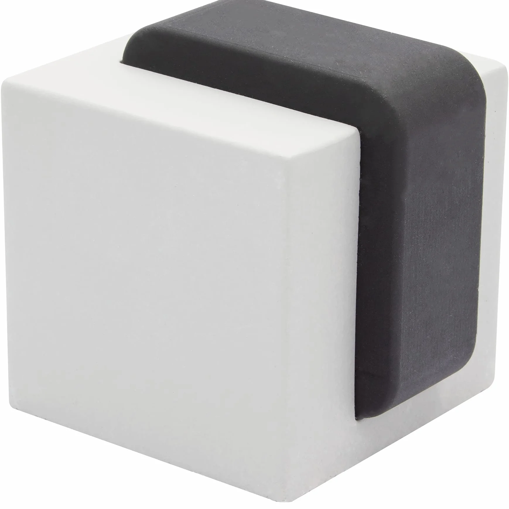 WAGNER BETON Cube Medium 15518611 stoper do drzwi podłogowych, 40 x 40 x 45 mm, z betonu, pierścień ochronny z kauczuku termoplastycznego, czarny, do wkręcania wraz z materiałem montażowym