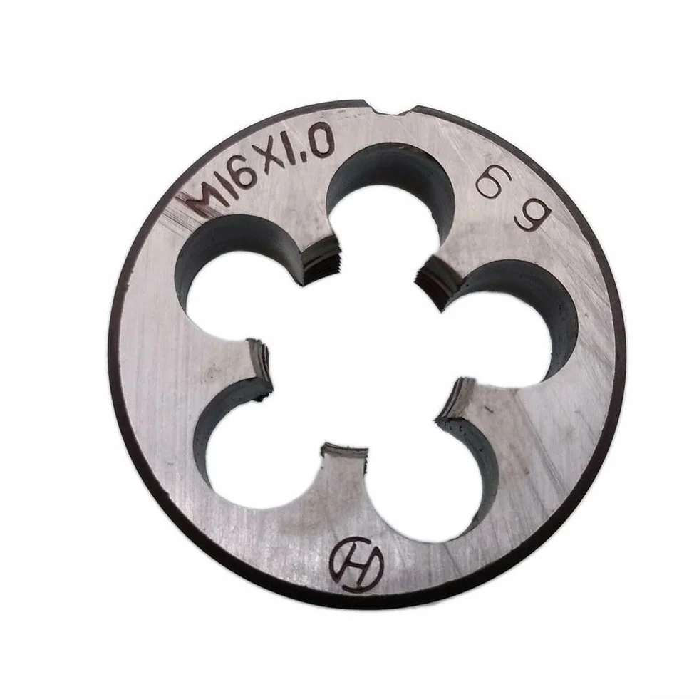 Zestaw gwintowników i narzynek, gwintowniki i narzynki do gwintów okrągłych, gwint stożkowy HSS M16x1 mm i narzynka M16x1 mm do gwintów metrycznych