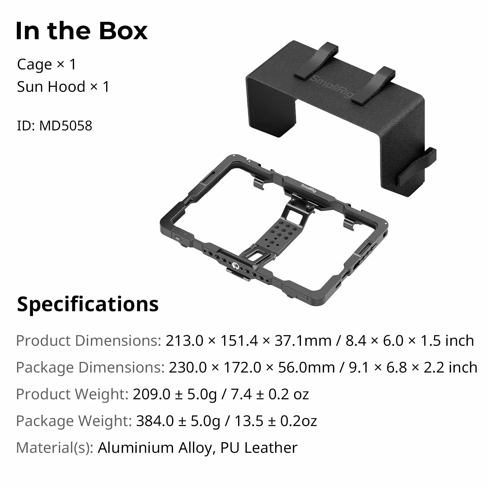 SMALLRIG Metalowa klatka do iPada Mini 6 / A17 Pro, adapter do statywu do iPada z otworami 1/4"-20, 3/8"-16, uchwyt do zimnego buta, monitor z zaciskiem - MD5058