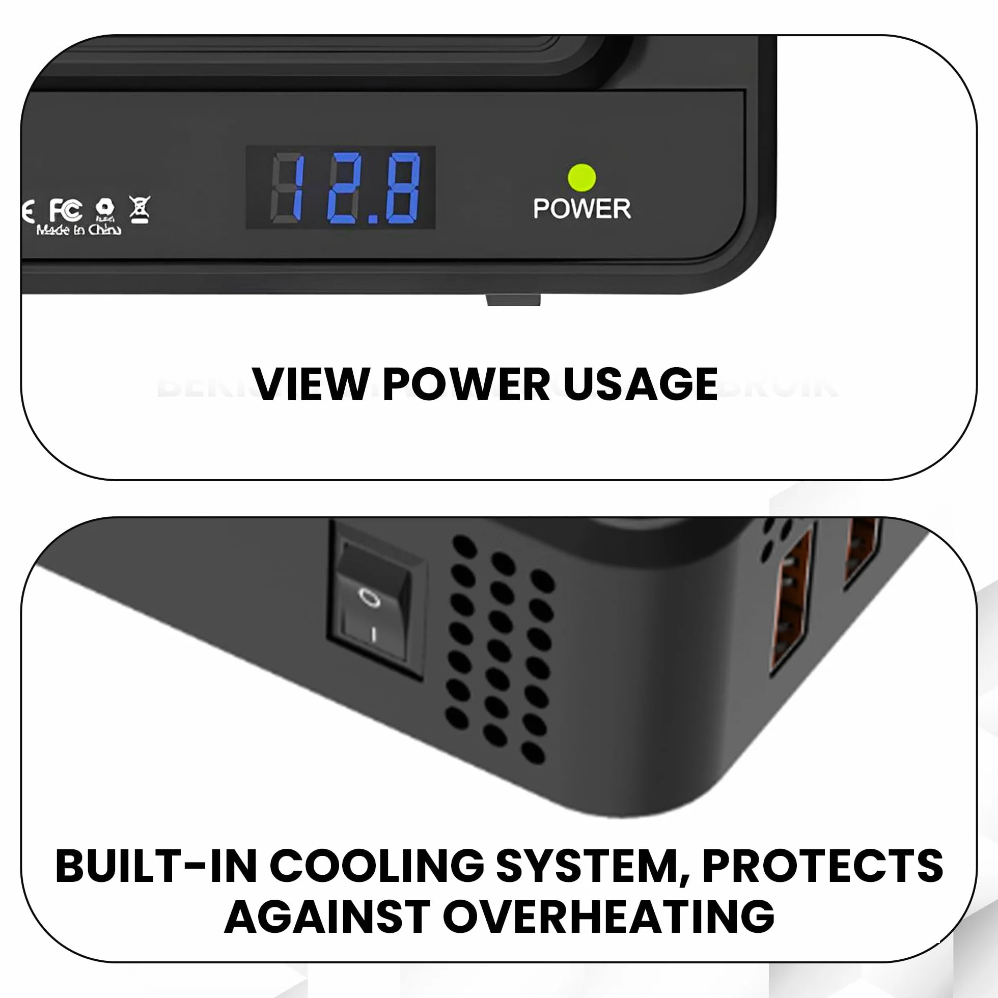 Przetwornica napięcia 12V 230V 2x gniazdo 230V 4x USB 5V