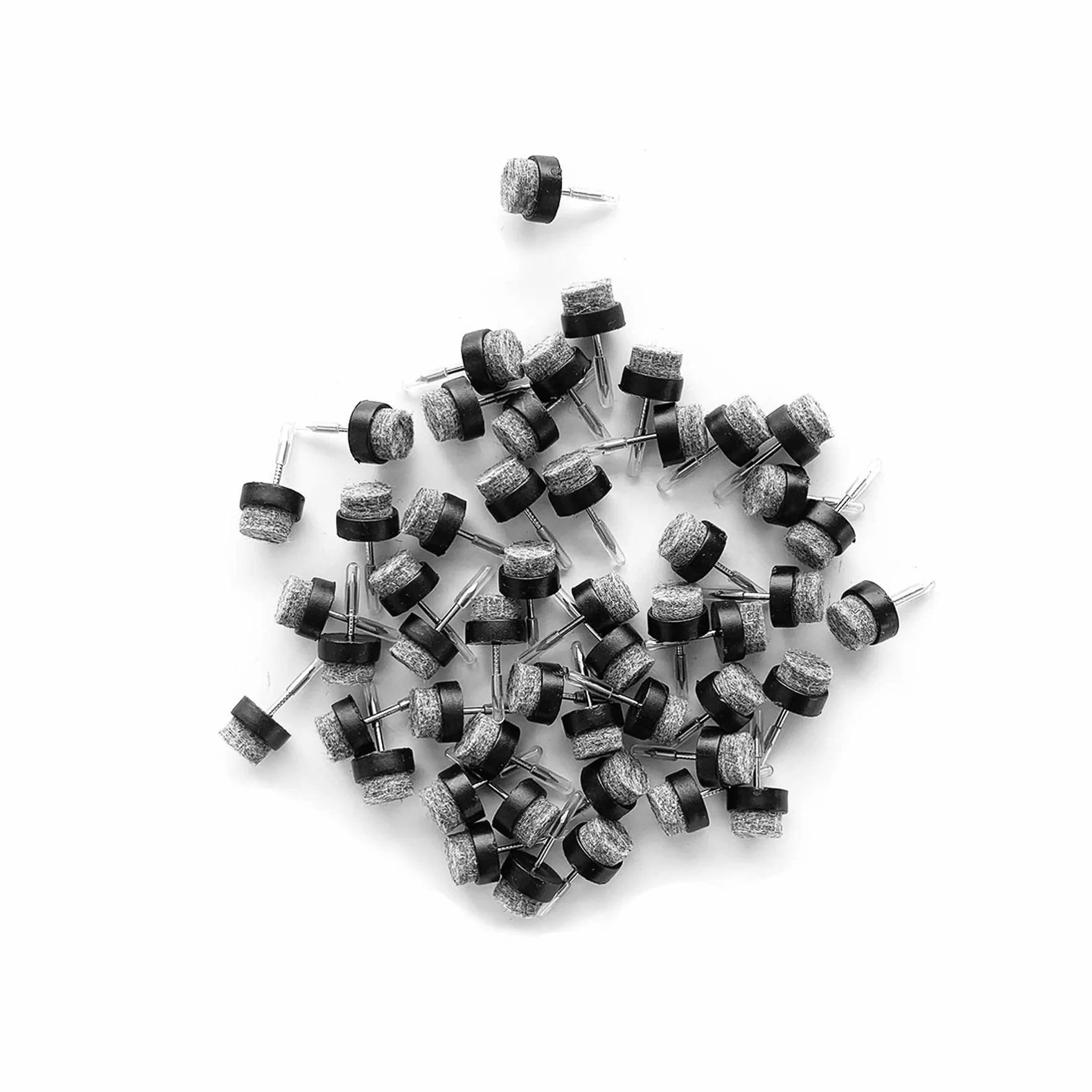LIKERAINY Filcowe Suwaki Podkładki pod Maty Meblowe z Gwoździem Ø14x9mm Filcowe Podkładki Pod Stopy Ochraniacz Podłogi Krzesło Stół Noga Tłumienie Hałasu Czarny 50 Sztuk