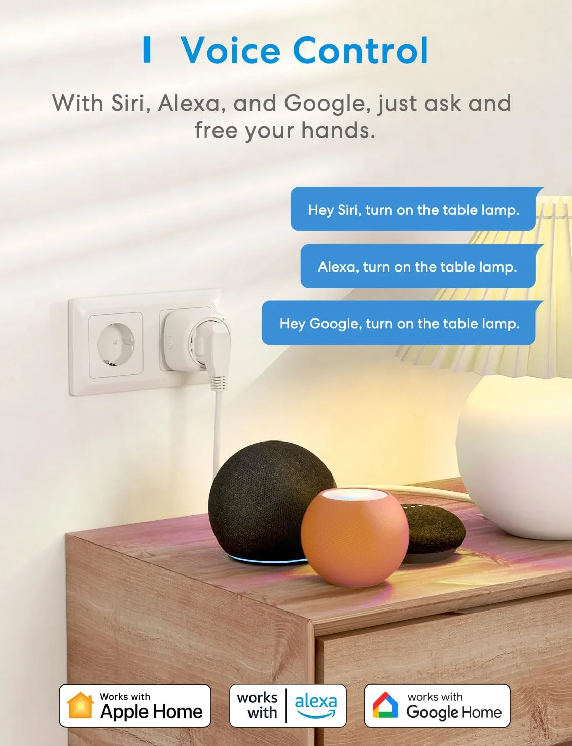 meross MSS110 Gniazdko Wi-Fi Mini współpracuje z Apple HomeKit, 4PCS Najmniejsze Smart Plug kompatybilne z Alexa, Google Assistant i Samsung SmartThings, nie wymaga koncentratora, 2,4 GHz, 10 A, Biały