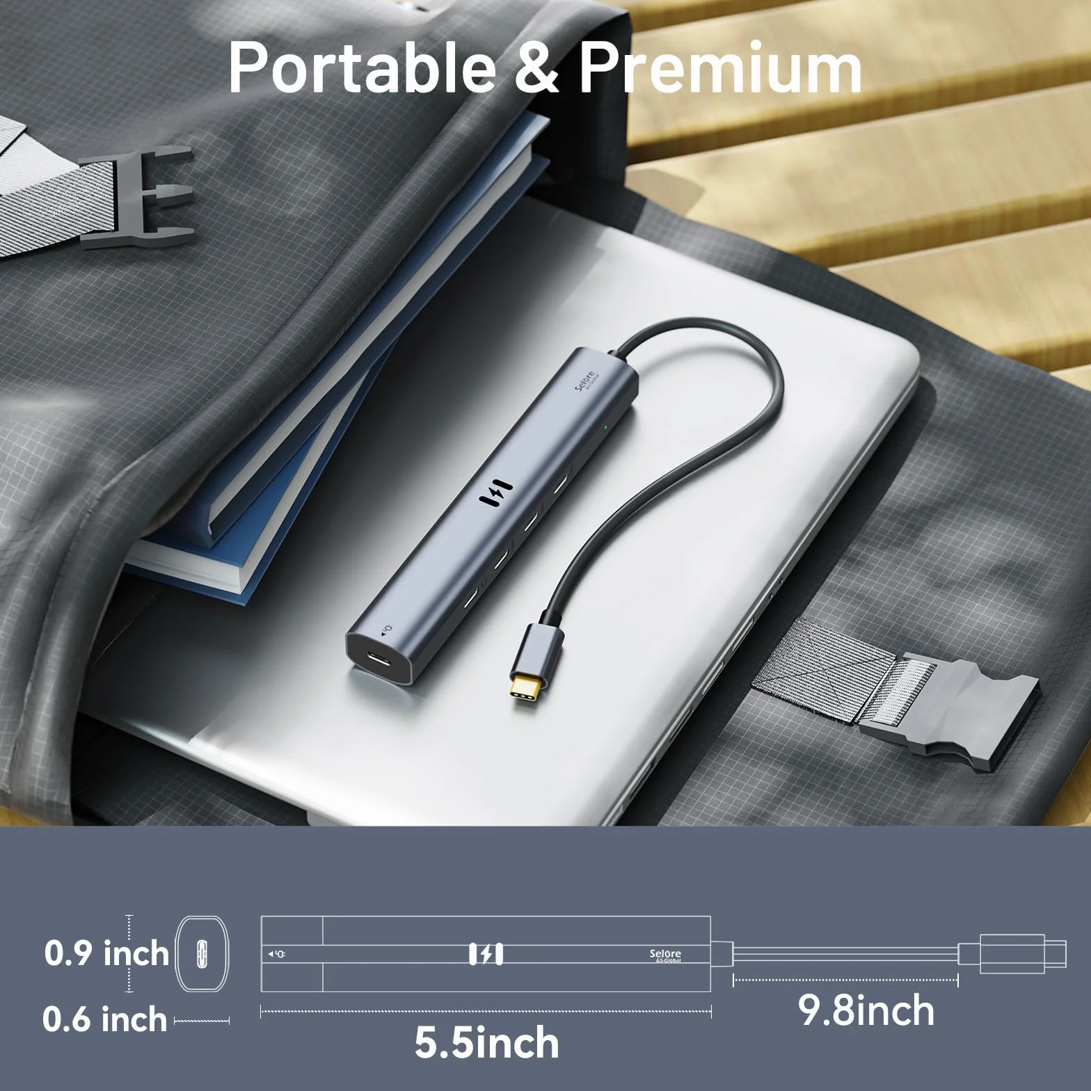 Koncentrator wideo USB C, typ C, 10 Gb/s, 5 w 1, koncentrator USB C, adapter z wyświetlaczem USB C 4K, 60 Hz i 10 Gb/s, 3 porty danych USB 3.1 Gen2, 100 W PD do MacBooka Pro/Air M2 M1, Dell, HP