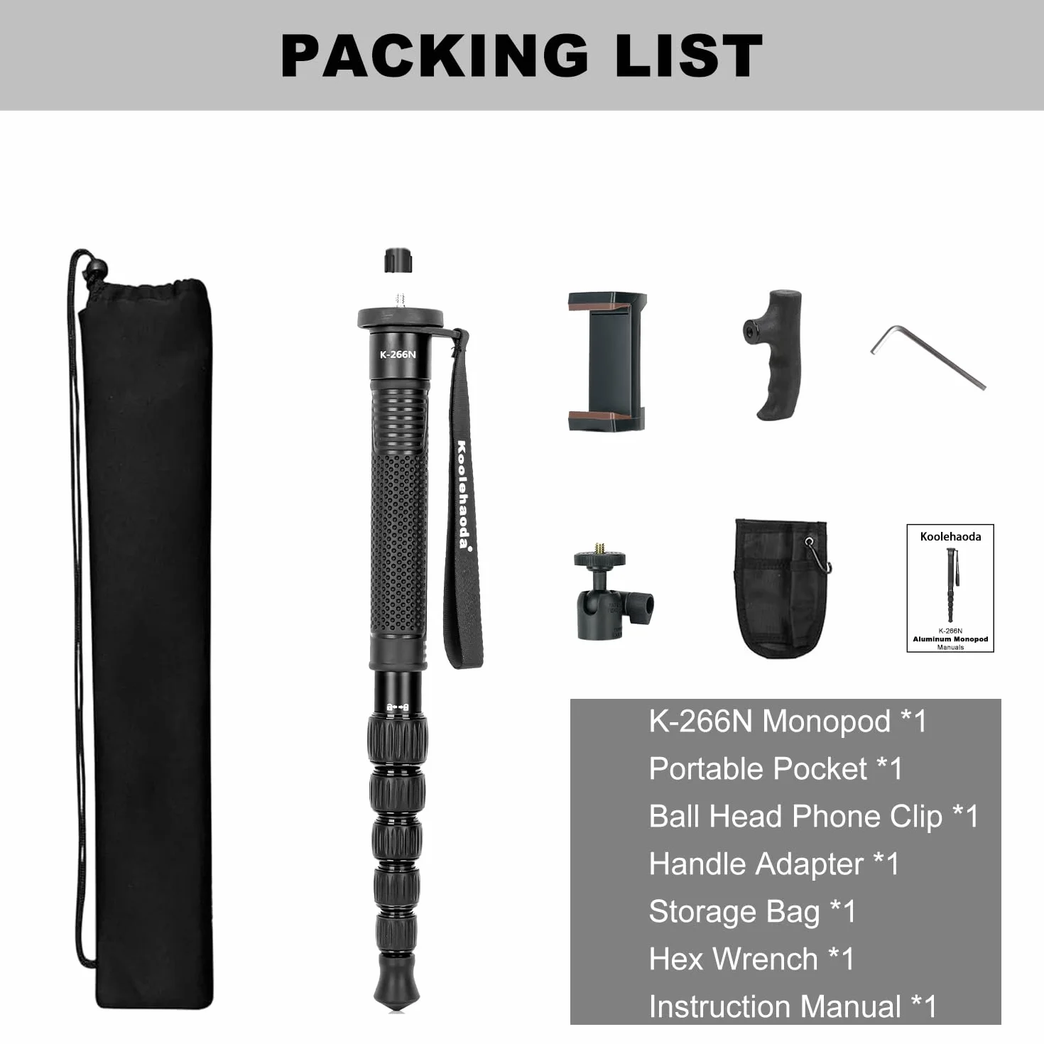 Koolehaoda Aluminiowy Monopod Składany 43 cm Statyw Fotograficzny do Aparatu